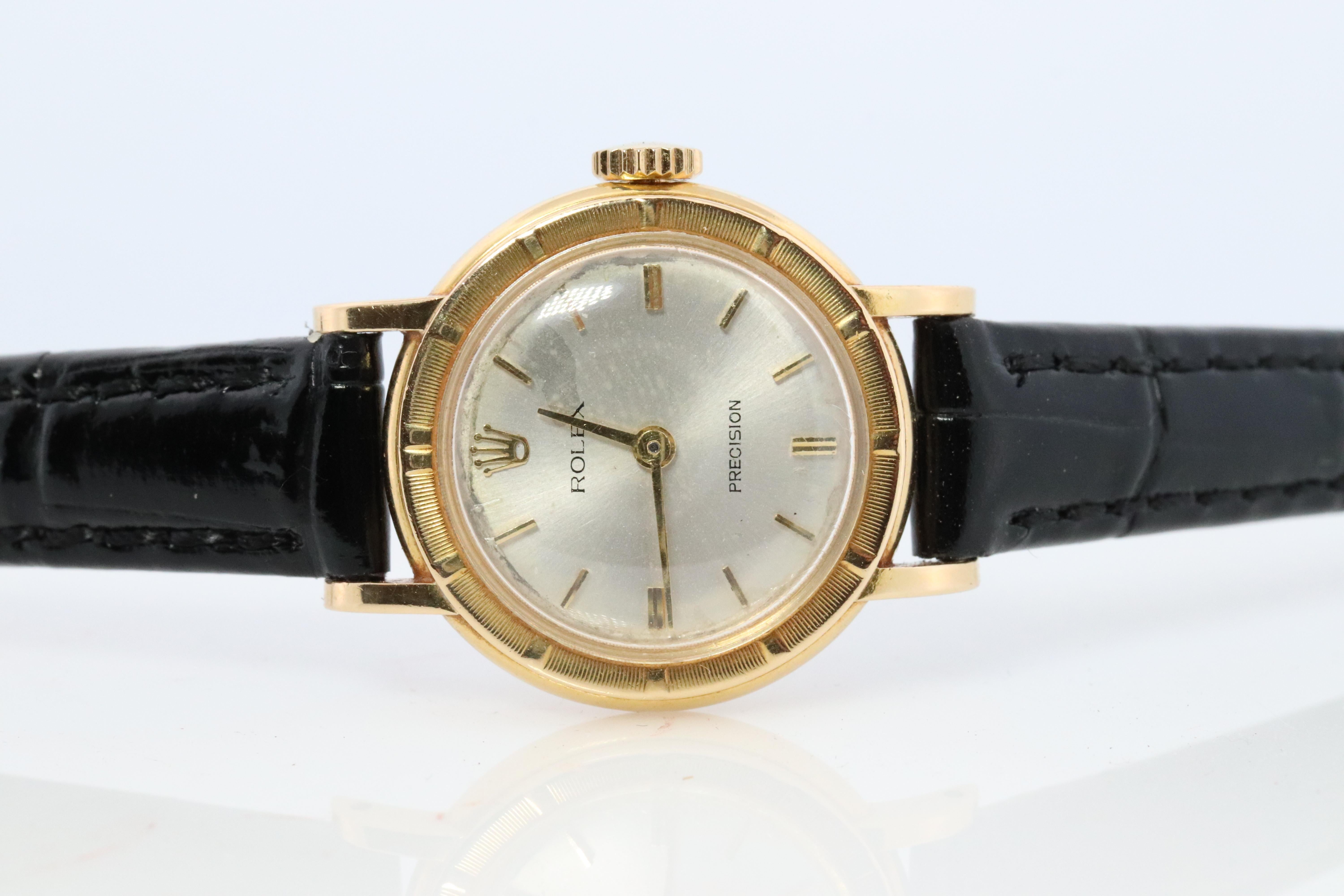 Modern Genuine 18k Rolex Precision Watch. 18k Gold Ladies 2608 Rolex Manual Watch