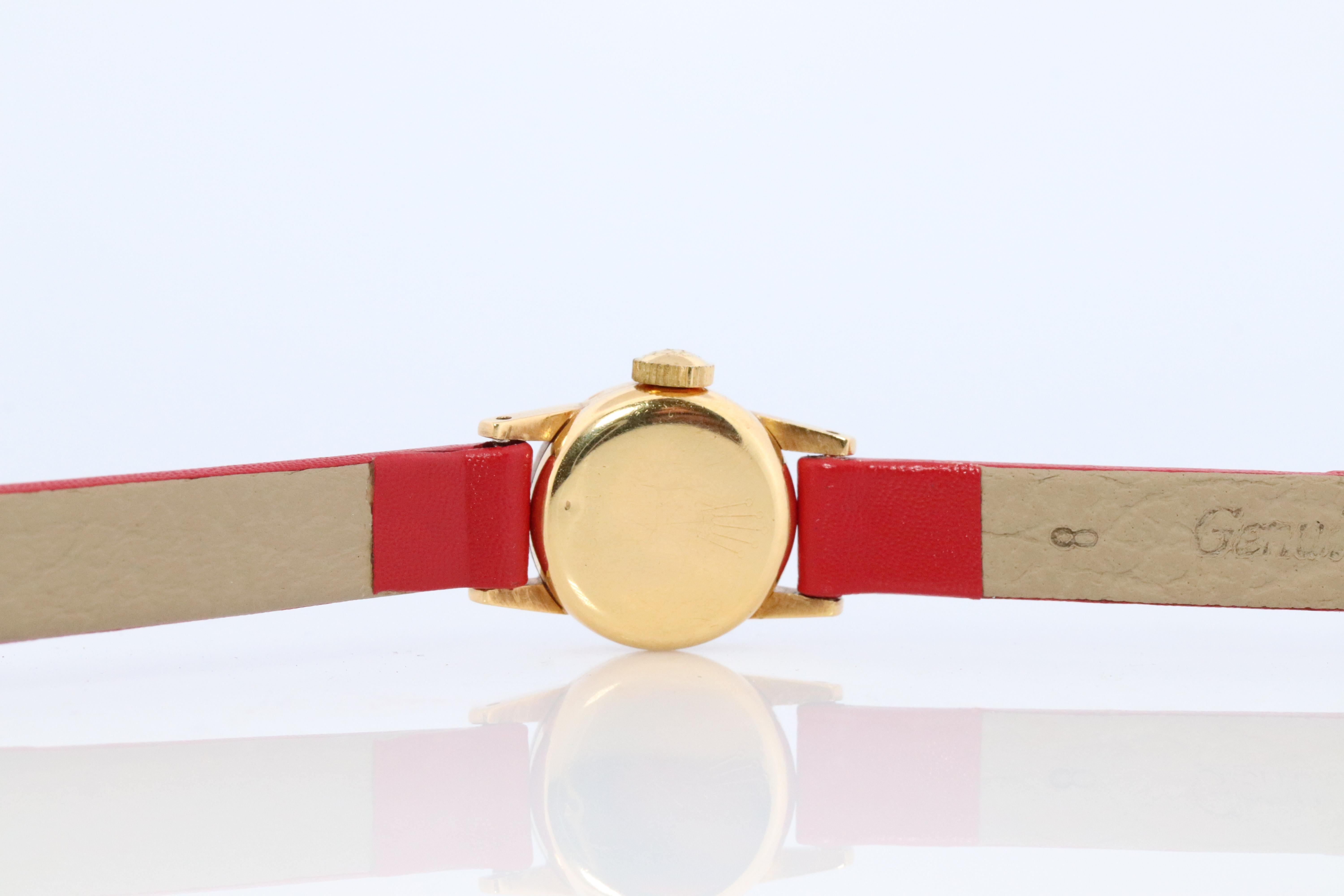 Genuine 18k Rolex Precision Watch. 18k YG Damen 8648 Dainty 1940er Jahre Damen Rolex im Angebot 2