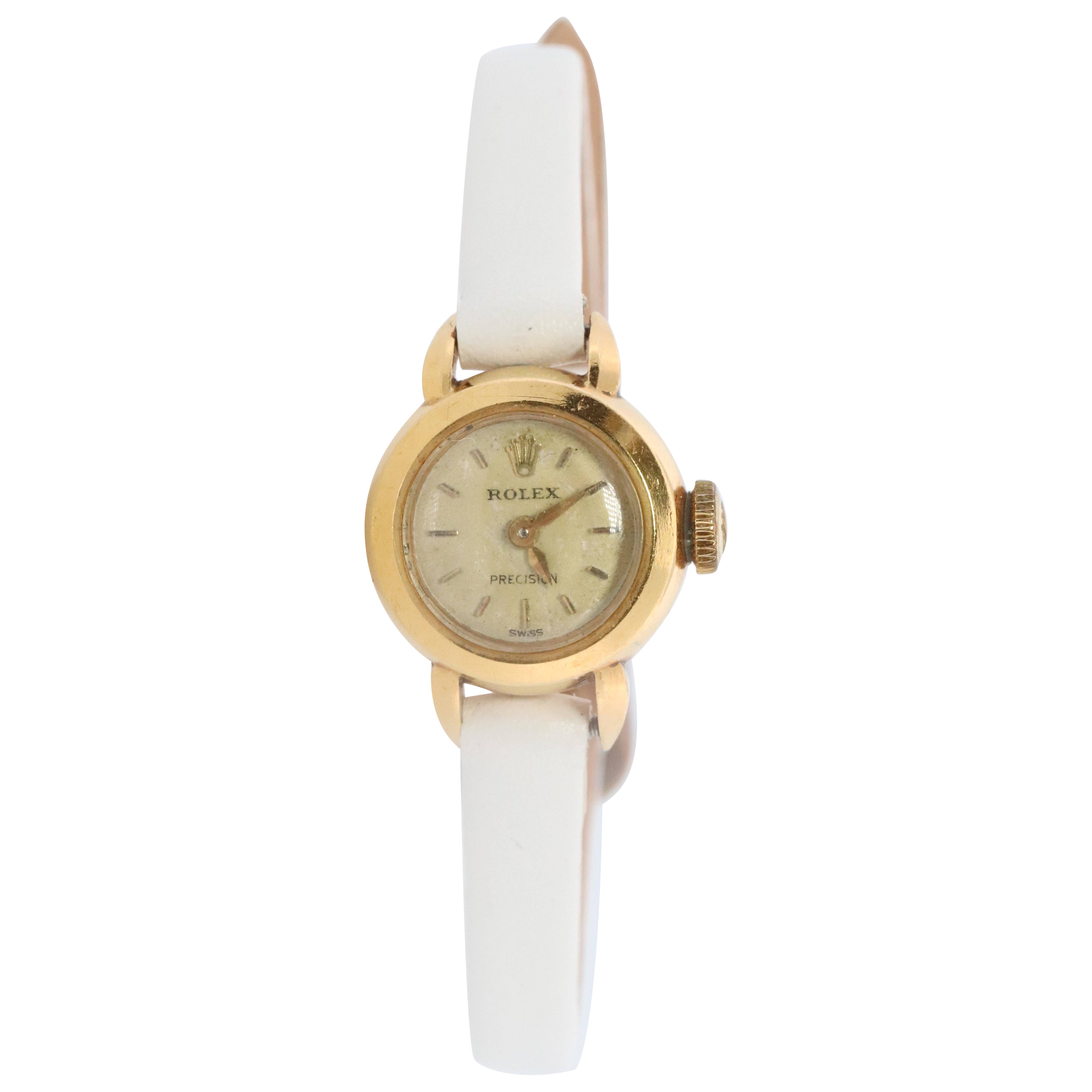 Genuine 18k Rolex Precision Watch. 18k YG Damen 9127 Dainty 1940er Jahre Damen Rolex