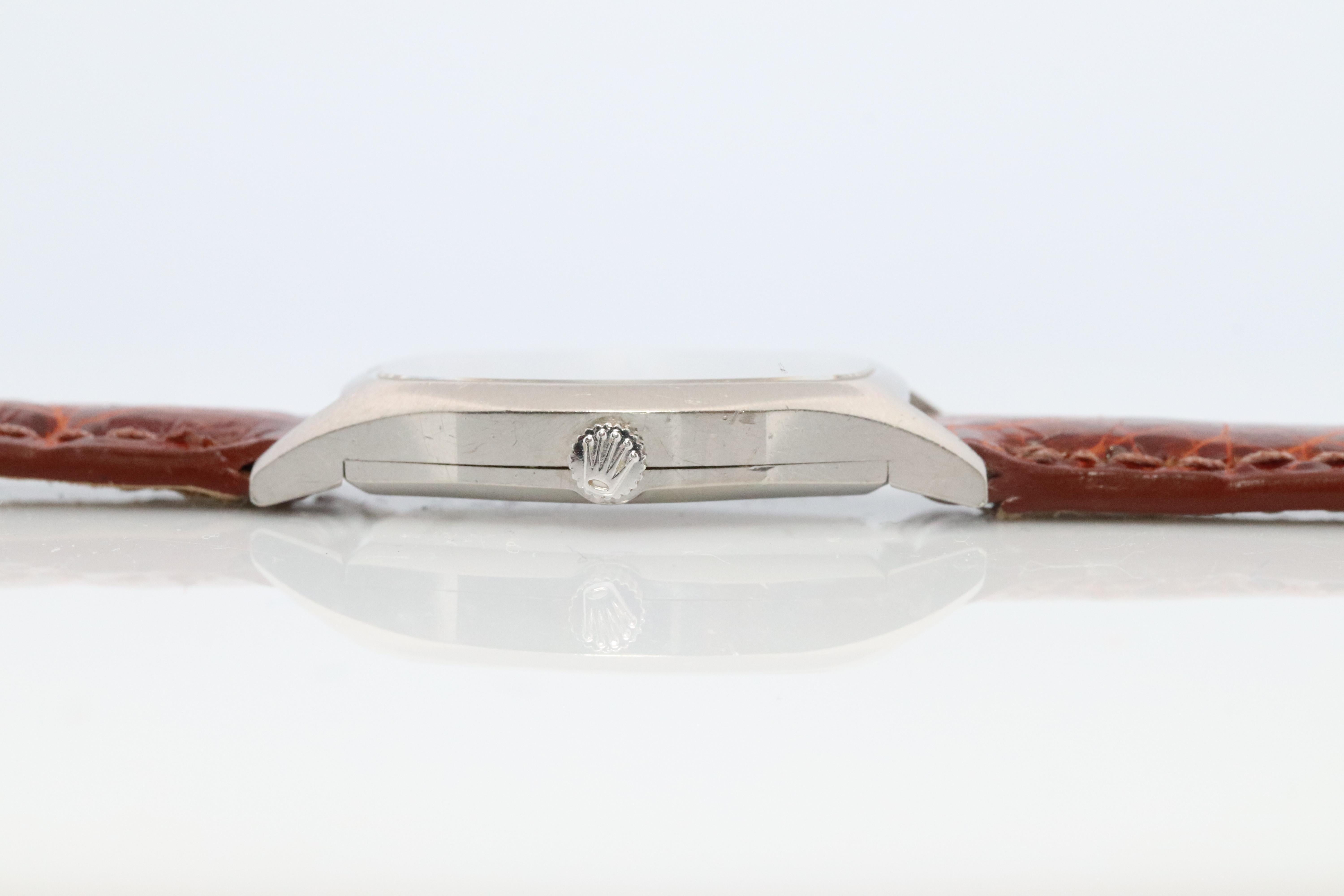 Genuine 18k Rolex Watch. 18k WG Ladies Rolex CELLINI 3803 Barrel WristWatch in vendita 2