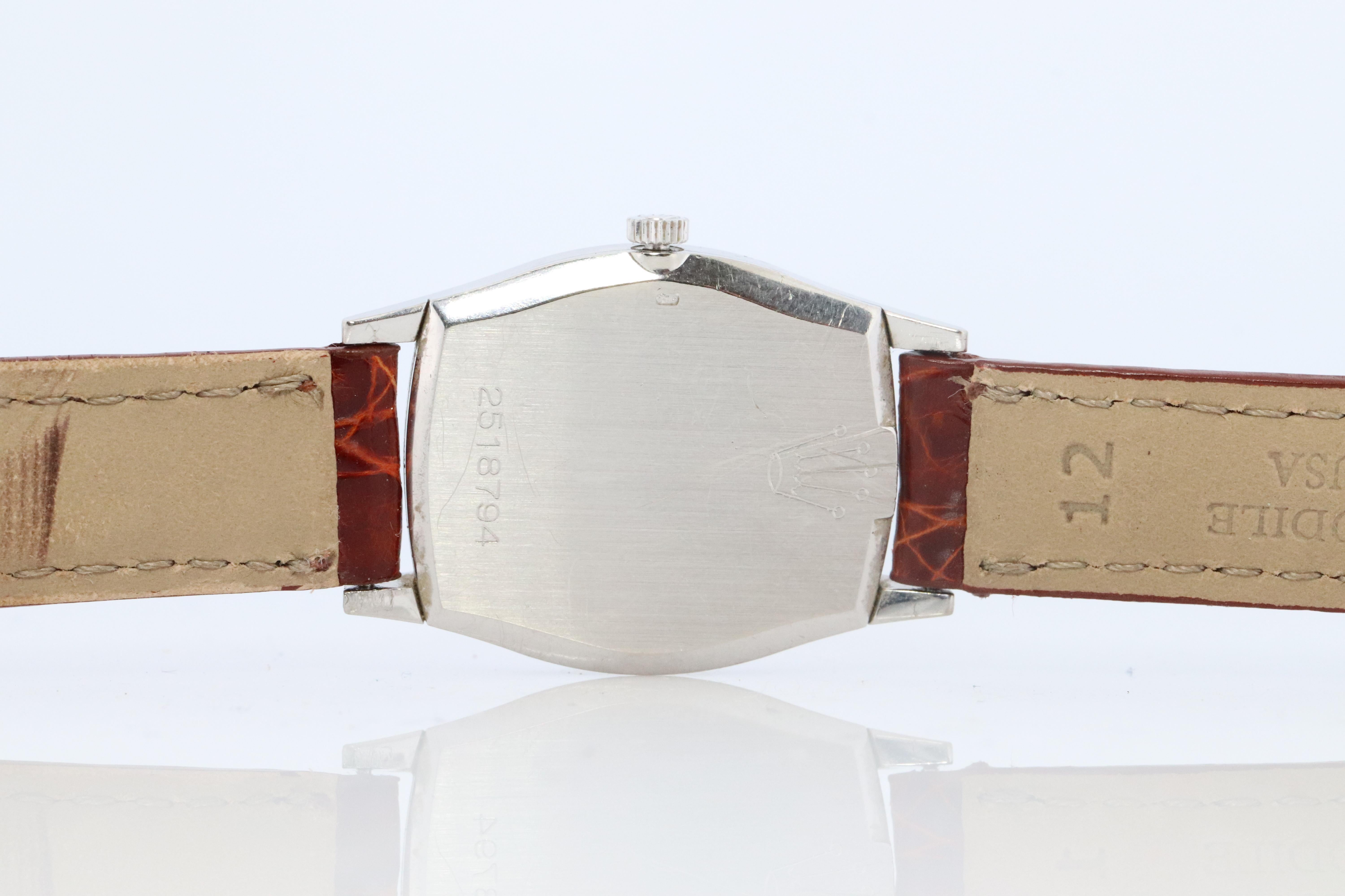 Genuine 18k Rolex Watch. 18k WG Ladies Rolex CELLINI 3803 Barrel WristWatch in vendita 3