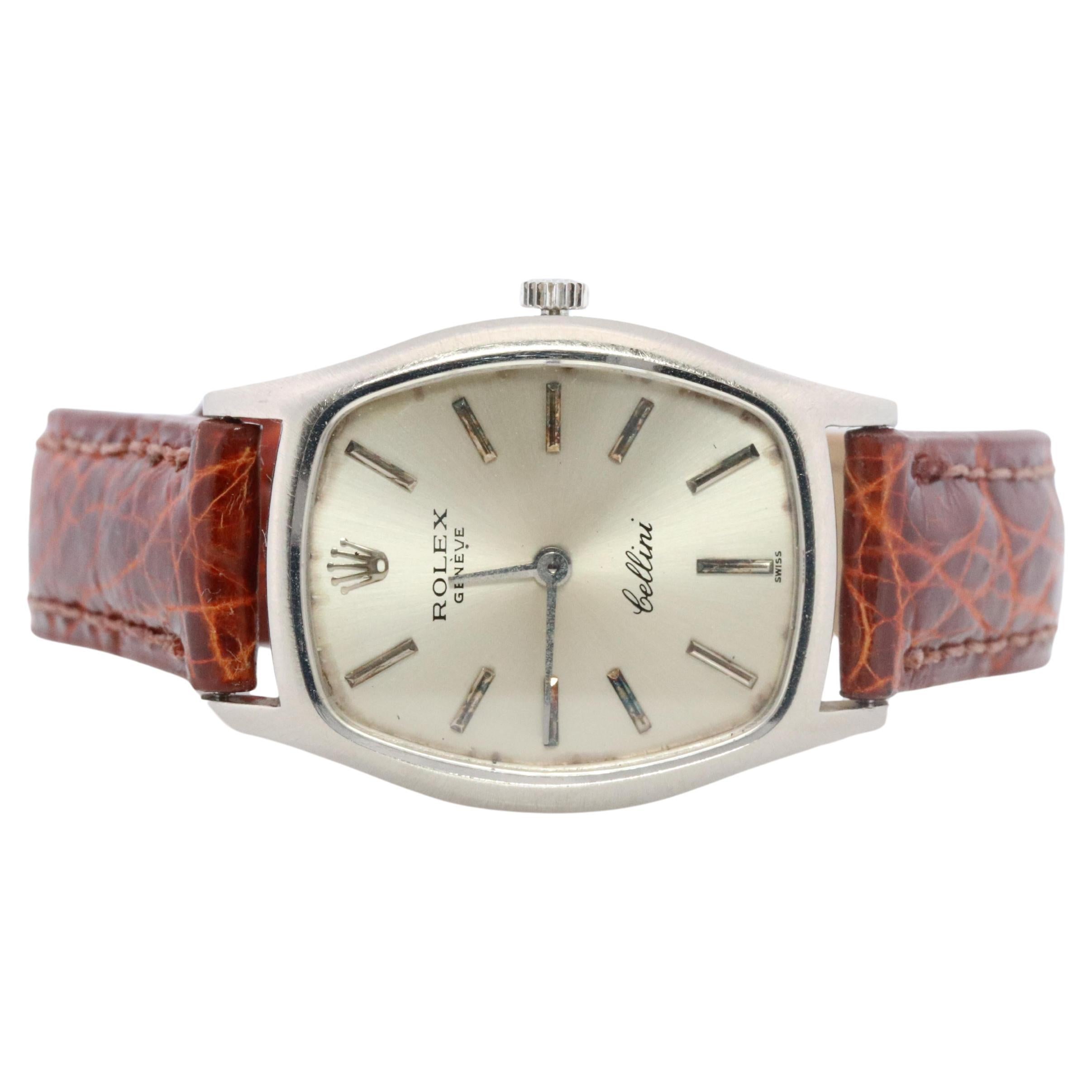 Genuine 18k Rolex Watch. 18k WG Ladies Rolex CELLINI 3803 Barrel WristWatch