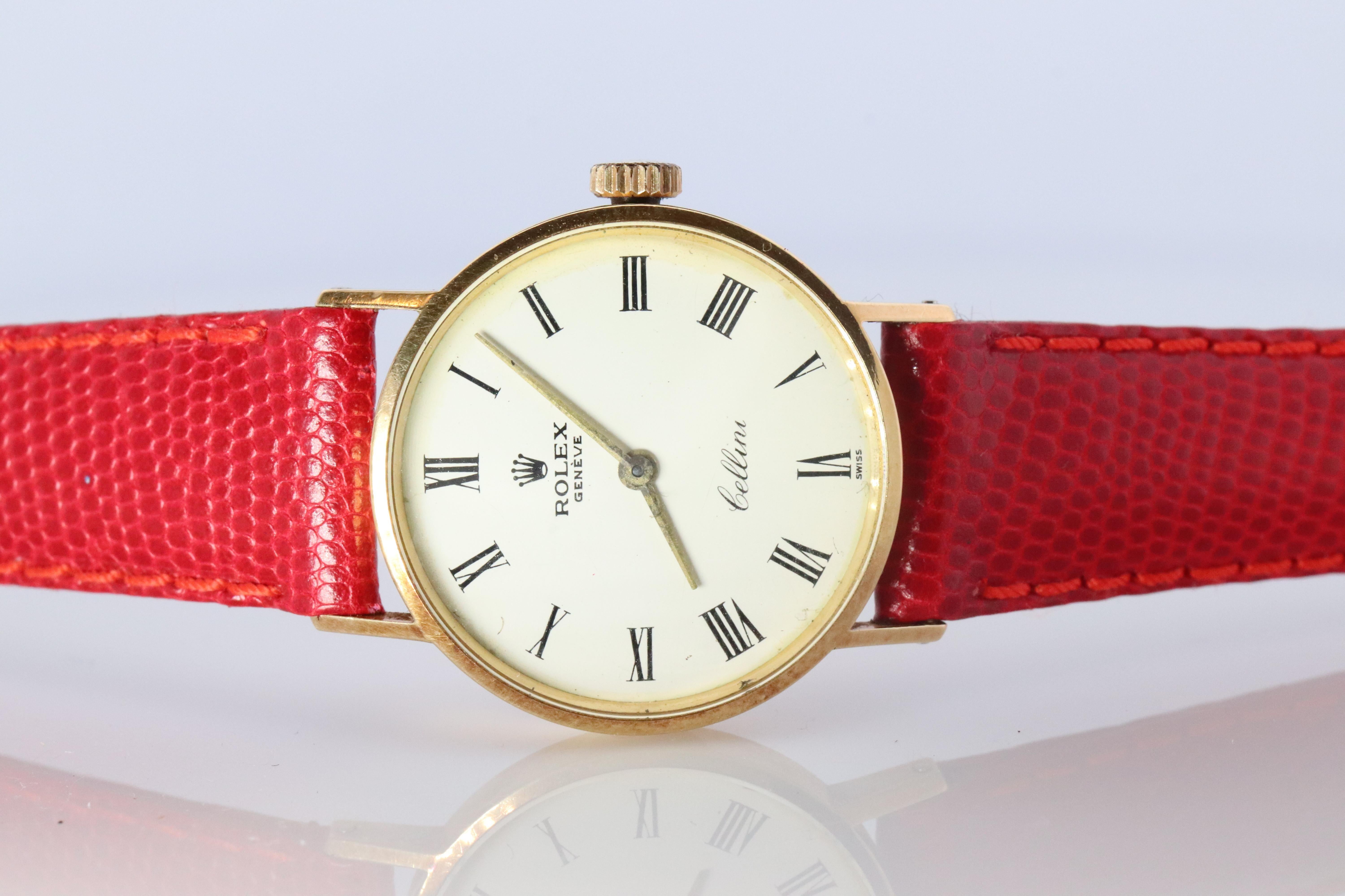 Echte 18k Rolex Uhr. 18k YG Damen Rolex CELLINI 3810 Runde WristWatch (Moderne) im Angebot