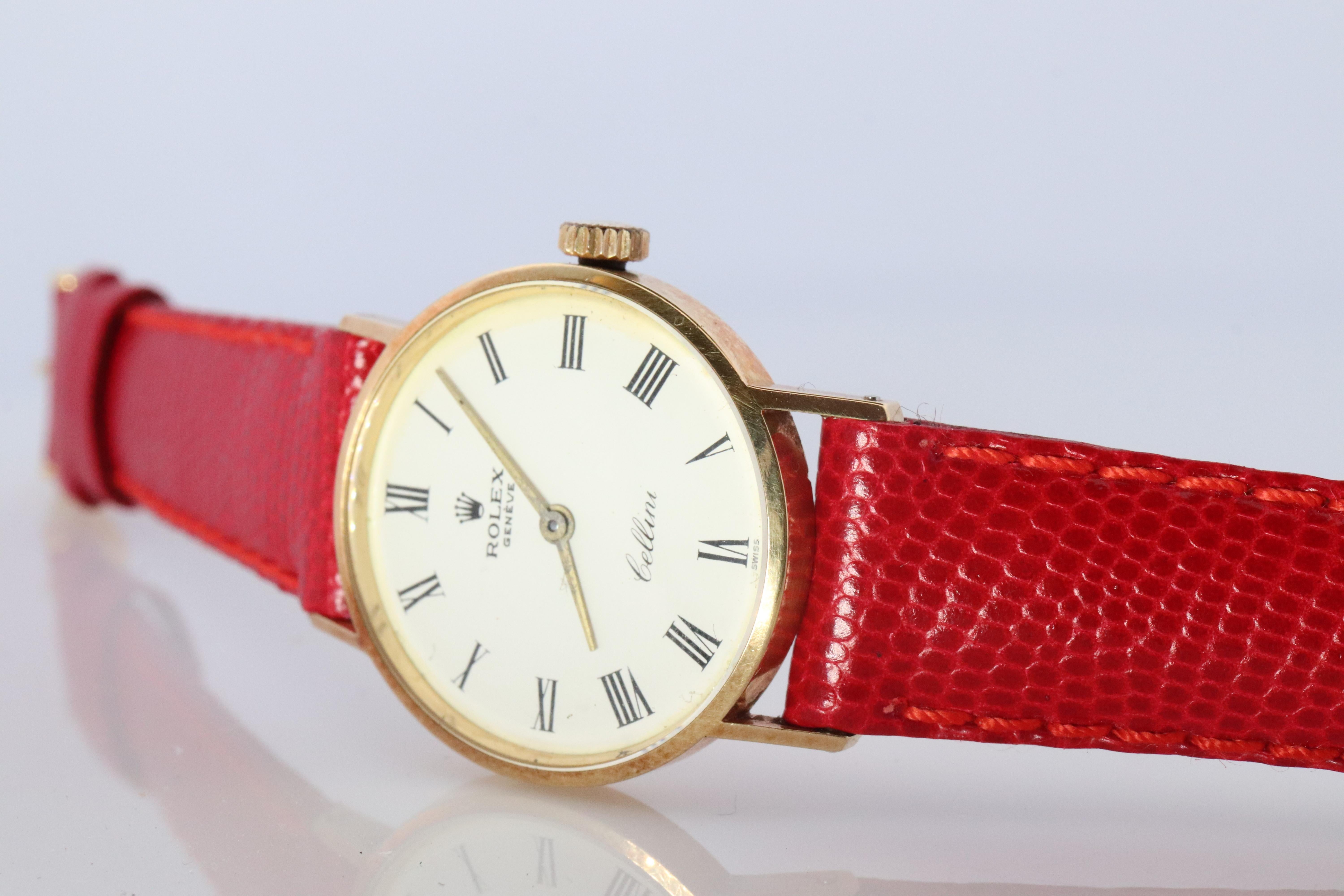 Echte 18k Rolex Uhr. 18k YG Damen Rolex CELLINI 3810 Runde WristWatch im Zustand „Gut“ im Angebot in Port Charlotte, FL