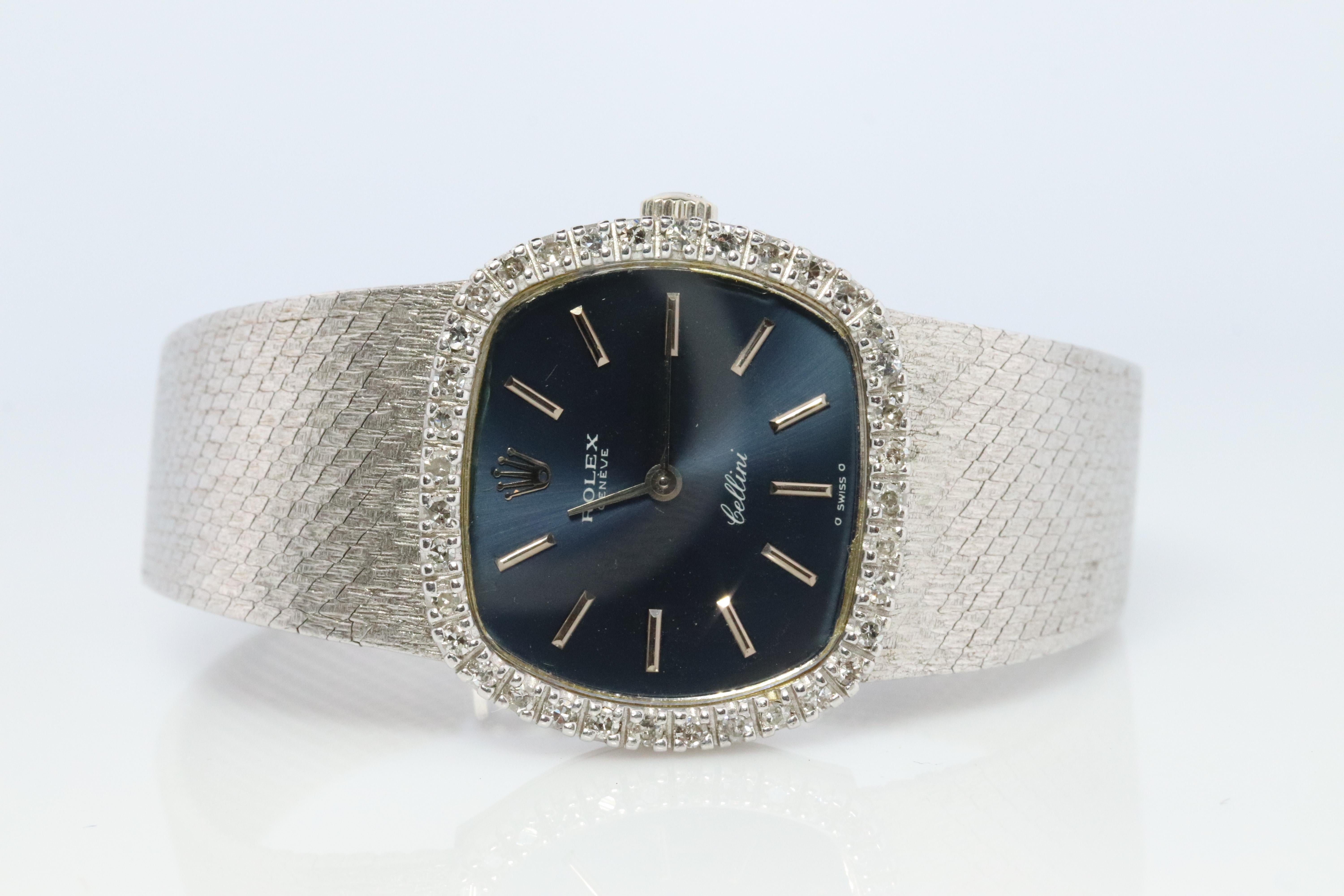 Genuine 18k Rolex Watch. ROLEX Cellini 3801 Diamond Bezel Mechanical Windup. 1