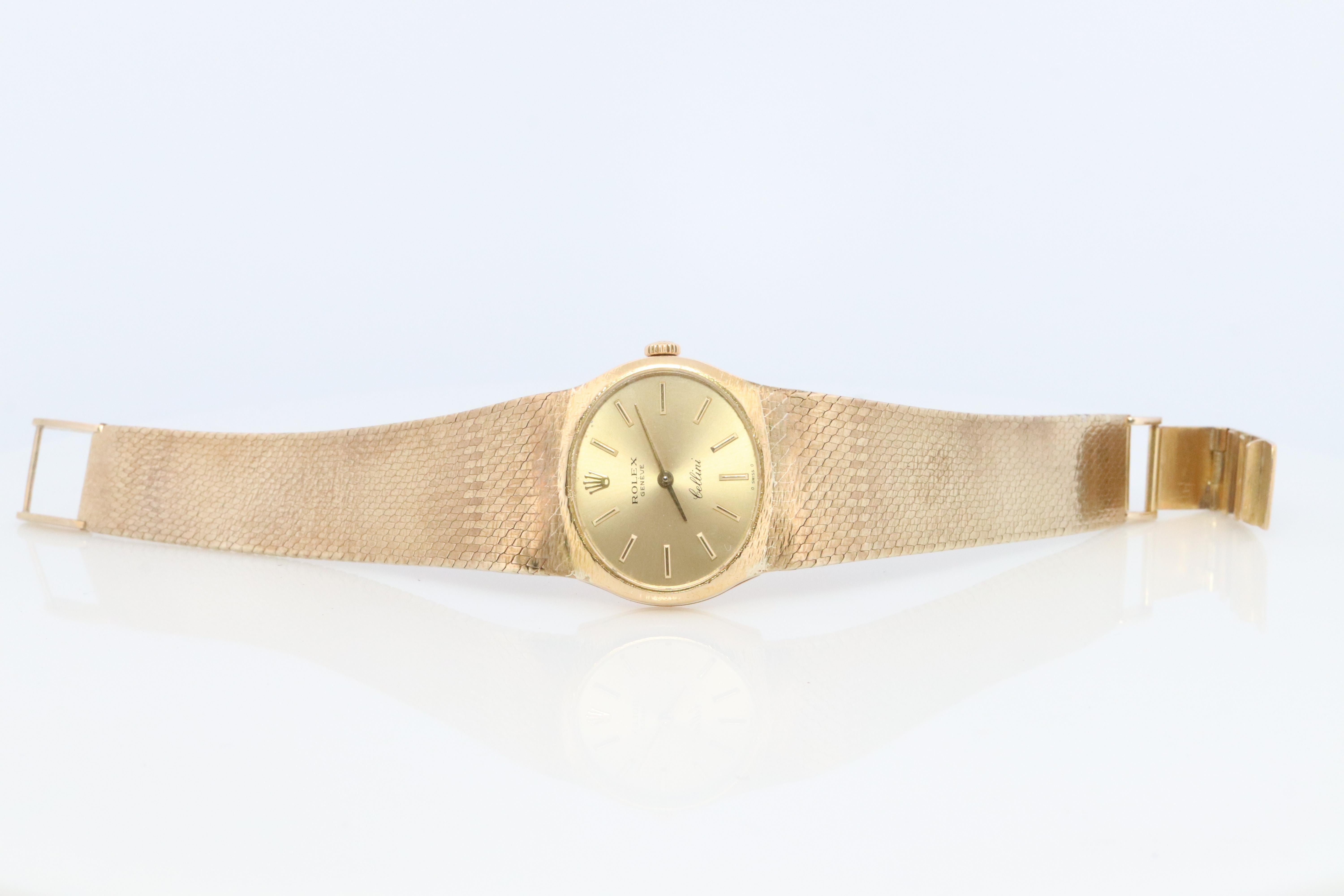 Genuine 18k Rolex-Uhr. ROLEX Cellini 3802 Mechanische Aufzugsbeleuchtung. Milanese-Armband (Moderne)