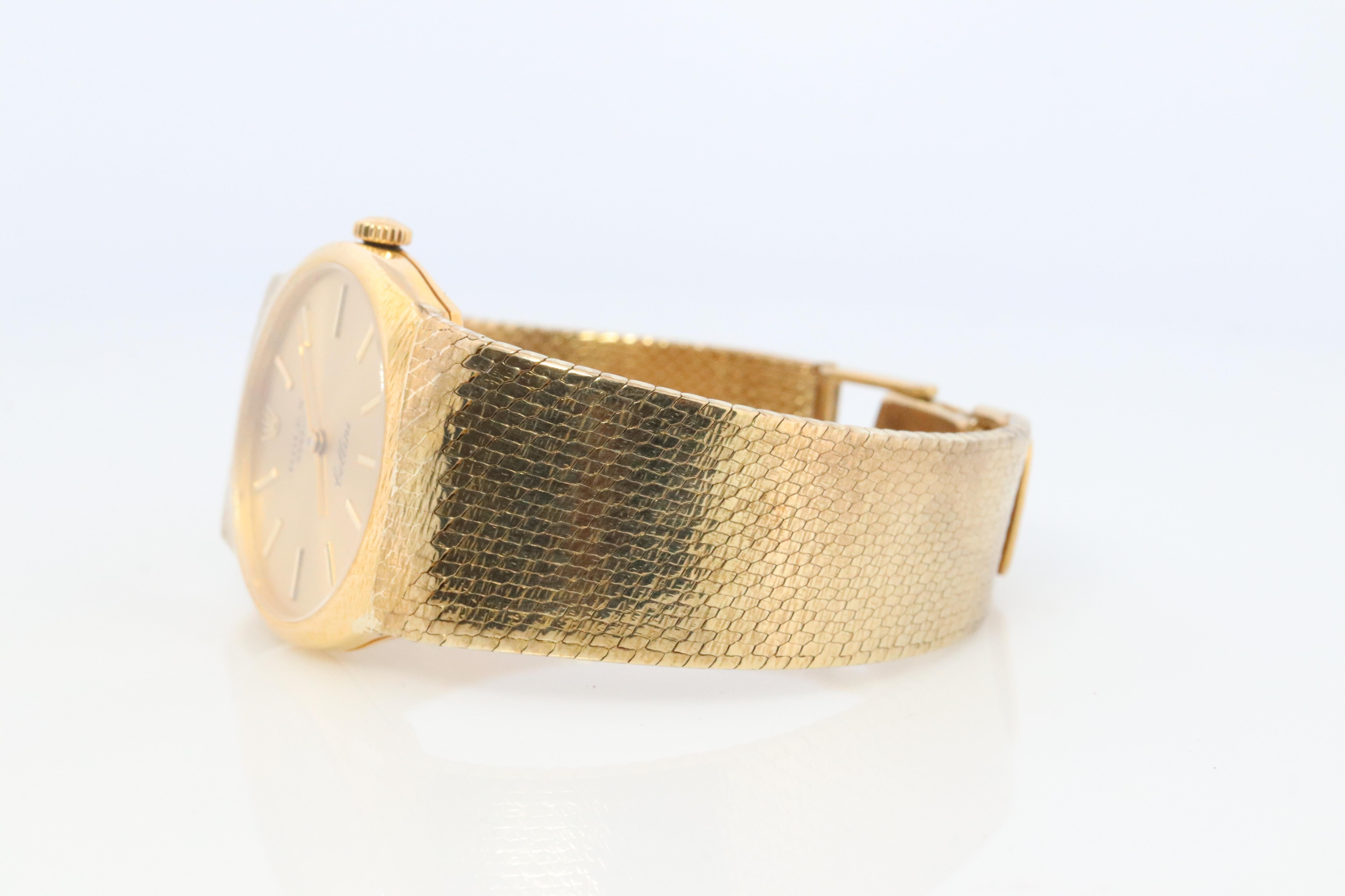 Genuine 18k Rolex-Uhr. ROLEX Cellini 3802 Mechanische Aufzugsbeleuchtung. Milanese-Armband im Zustand „Gut“ in Port Charlotte, FL