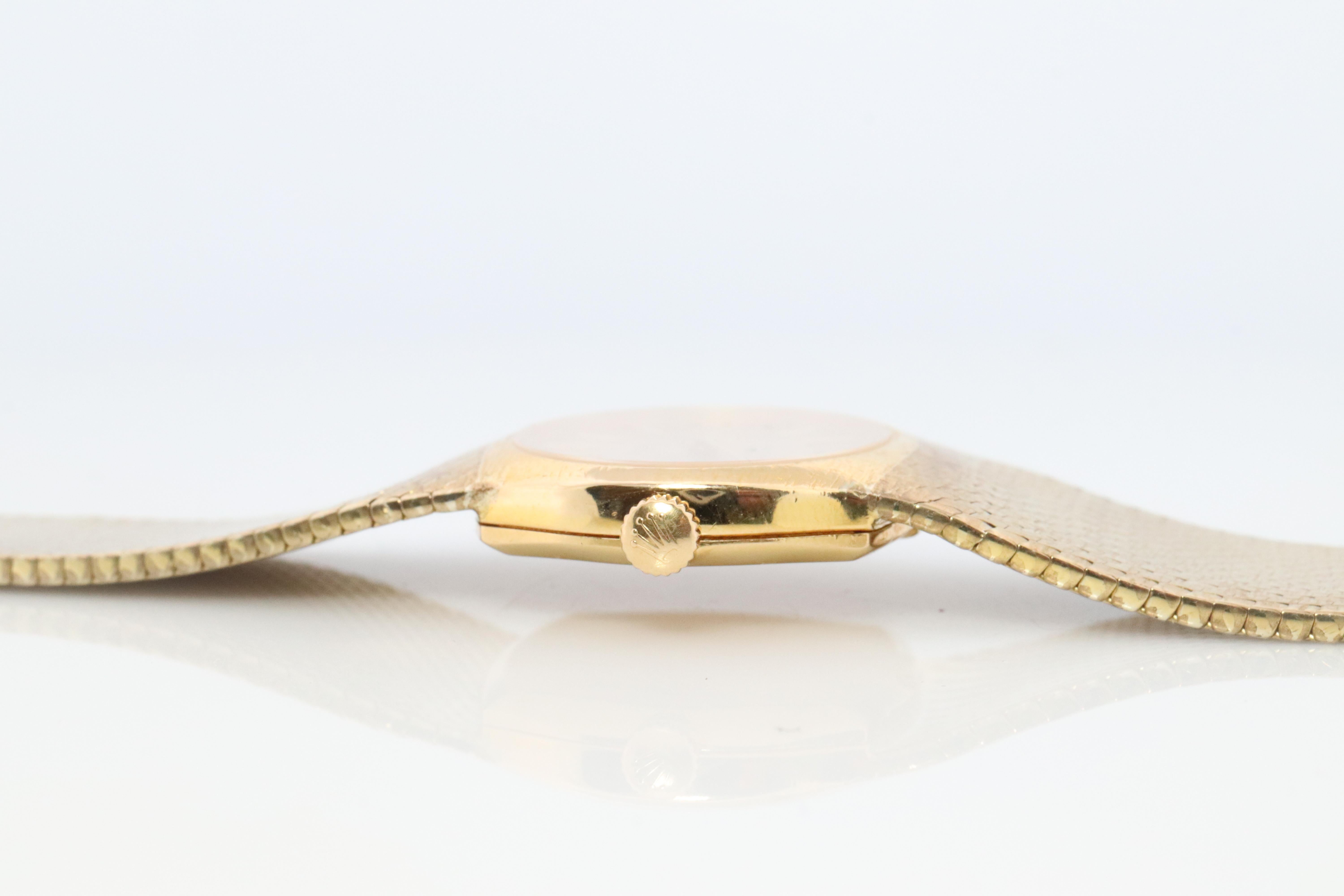 Genuine 18k Rolex-Uhr. ROLEX Cellini 3802 Mechanische Aufzugsbeleuchtung. Milanese-Armband 3