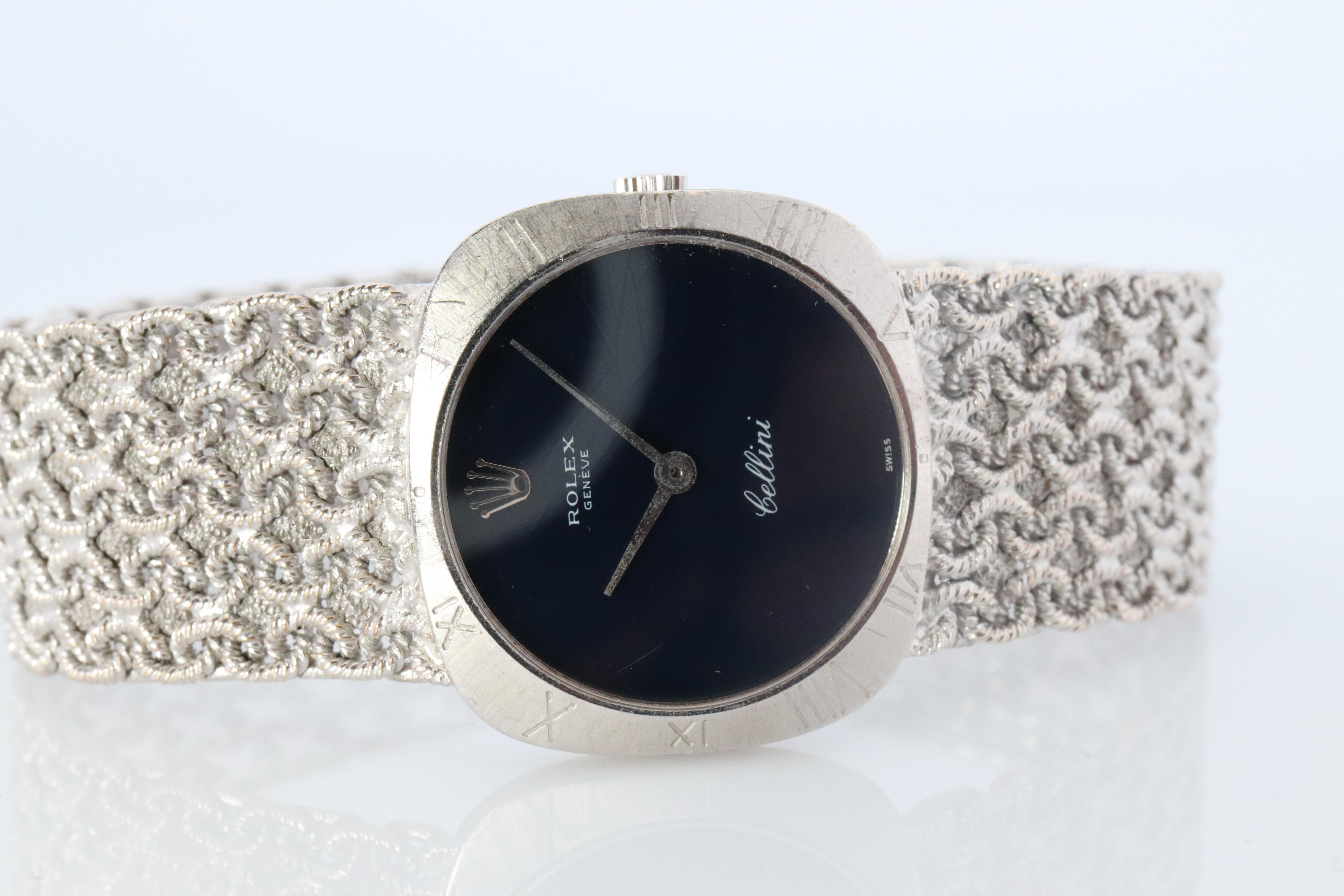 Genuine 18k Rolex-Uhr. ROLEX Cellini 3808 Mechanische Aufzugsbeleuchtung. Milanese-Armband (Moderne) im Angebot