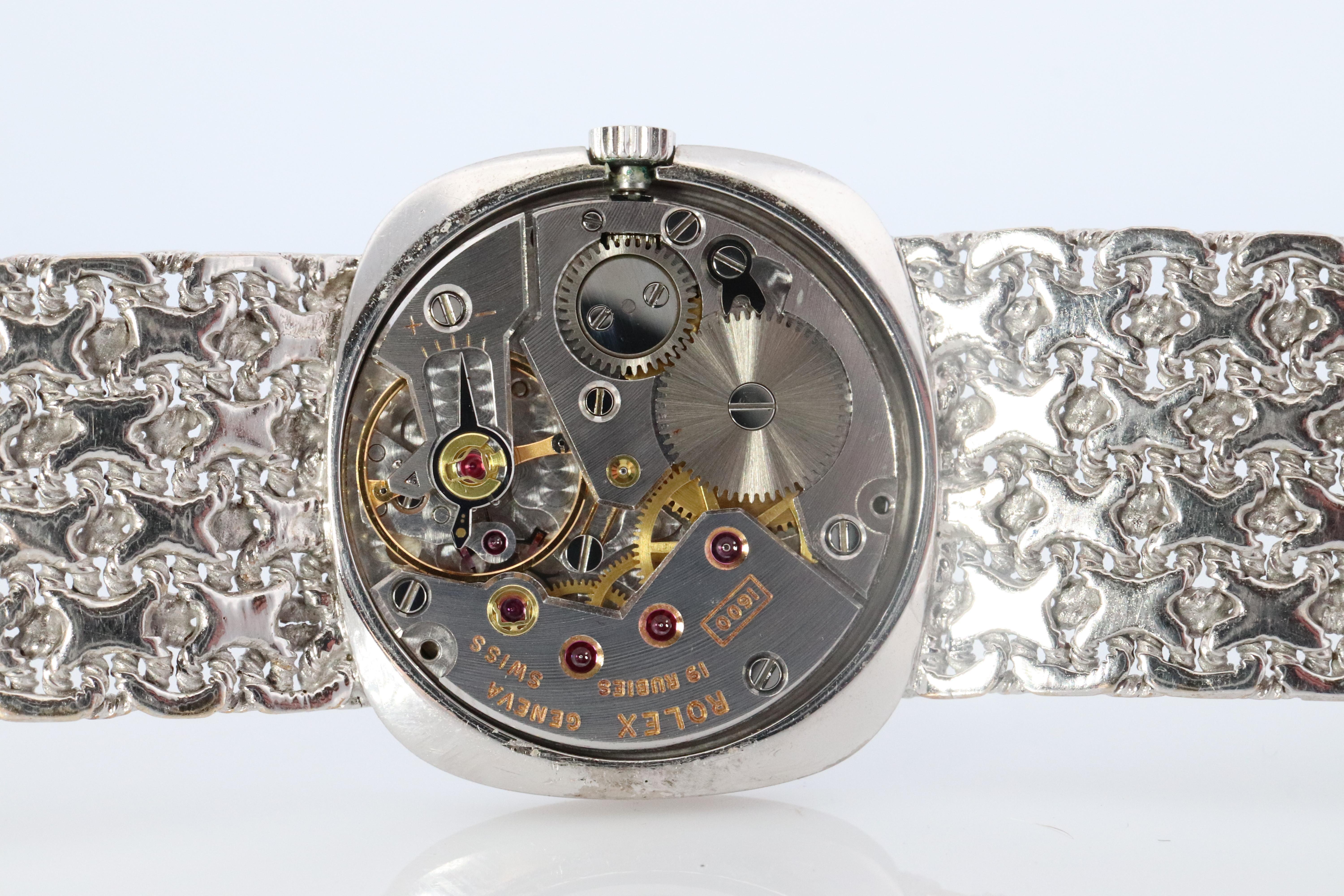 Genuine 18k Rolex-Uhr. ROLEX Cellini 3808 Mechanische Aufzugsbeleuchtung. Milanese-Armband im Angebot 3