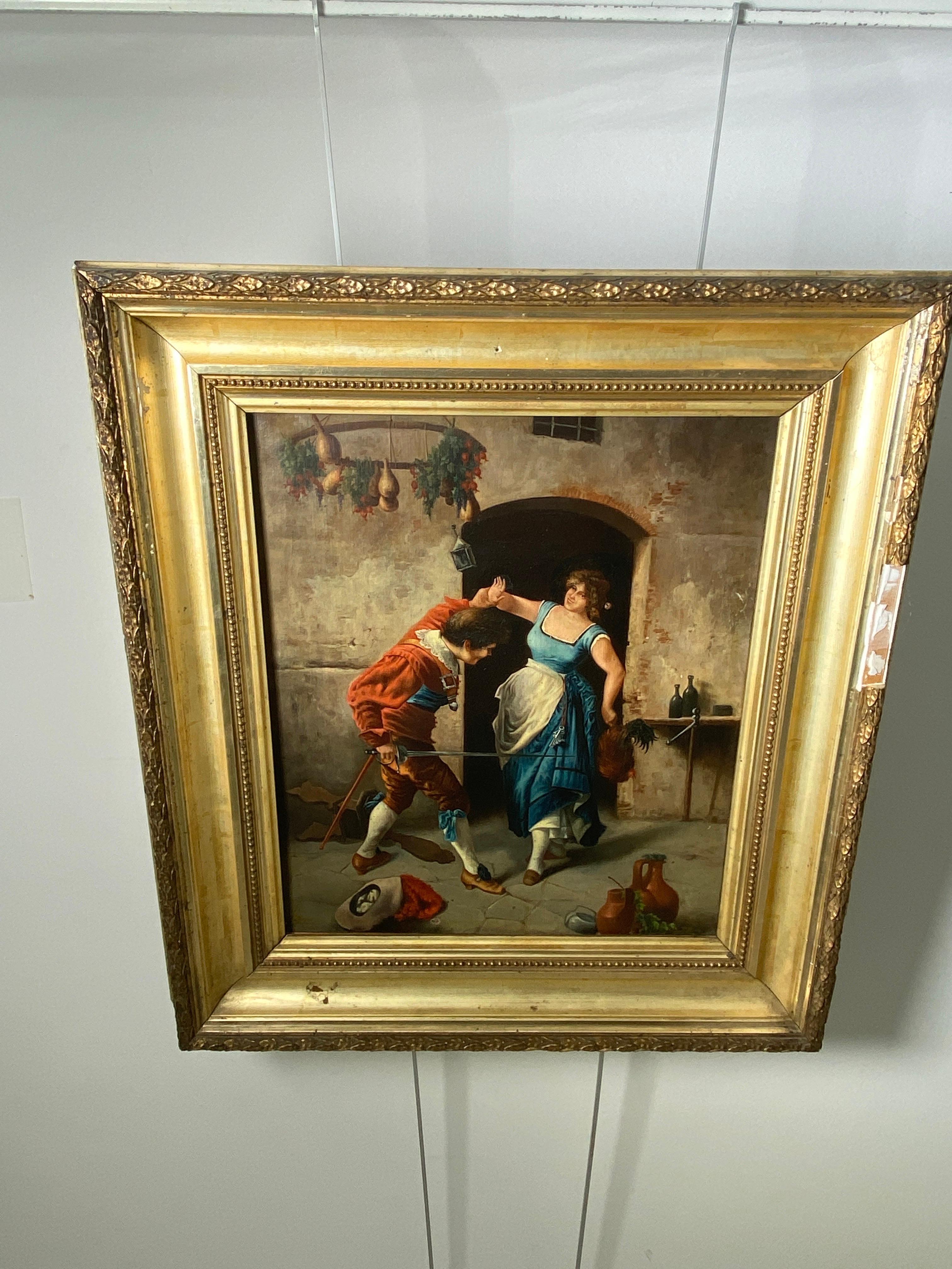 Genuine 19th Century Oil Painting, Italy, Attributed to Guiseppe Guzzardi For Sale 10