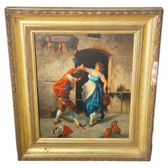 Peinture à l'huile authentique du 19ème siècle, Italie, attribuée à Guiseppe Guzzardi