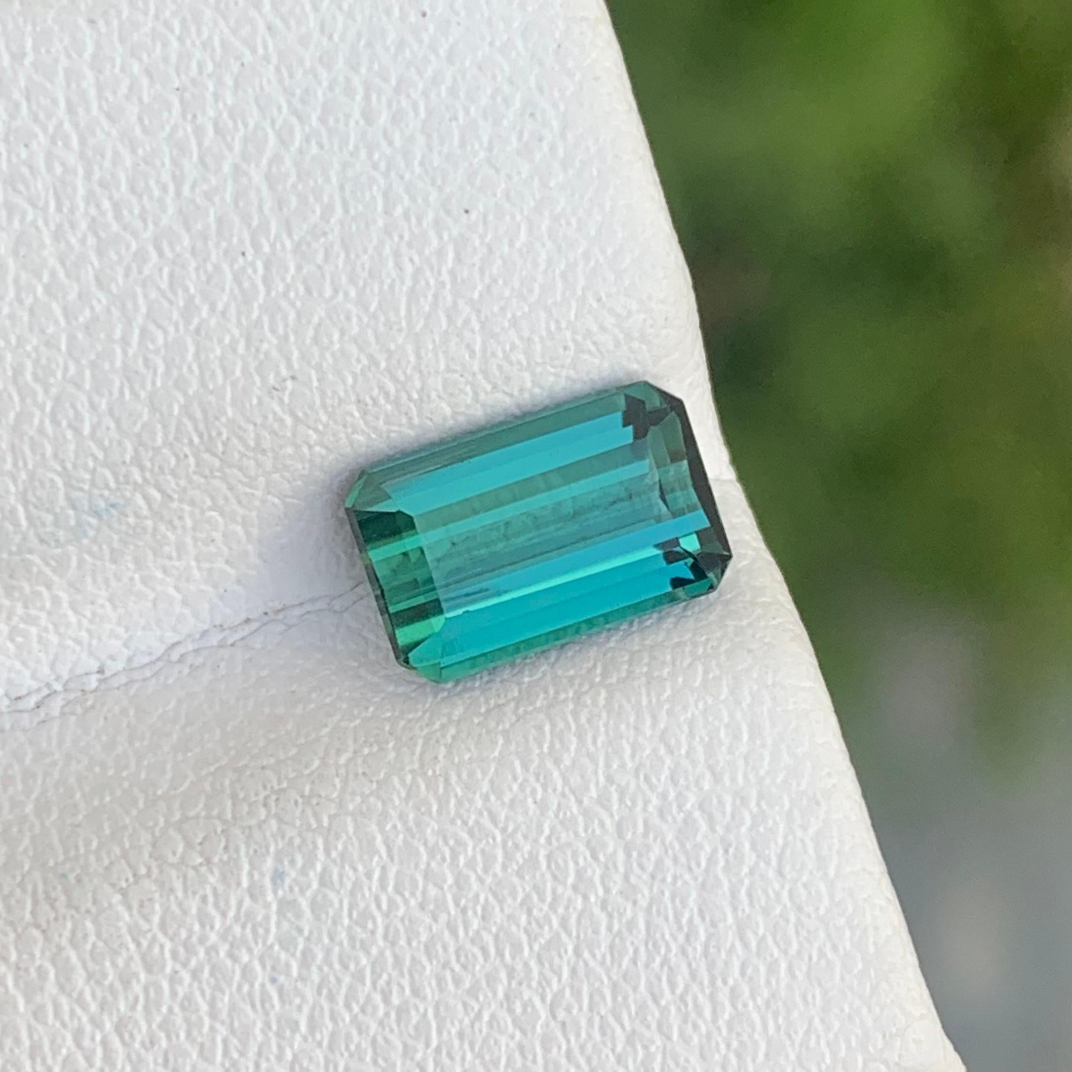 Genuine 1.90 Carat Natural Loose Indicolite Tourmaline Emerald Cut Gemstone For Sale 2