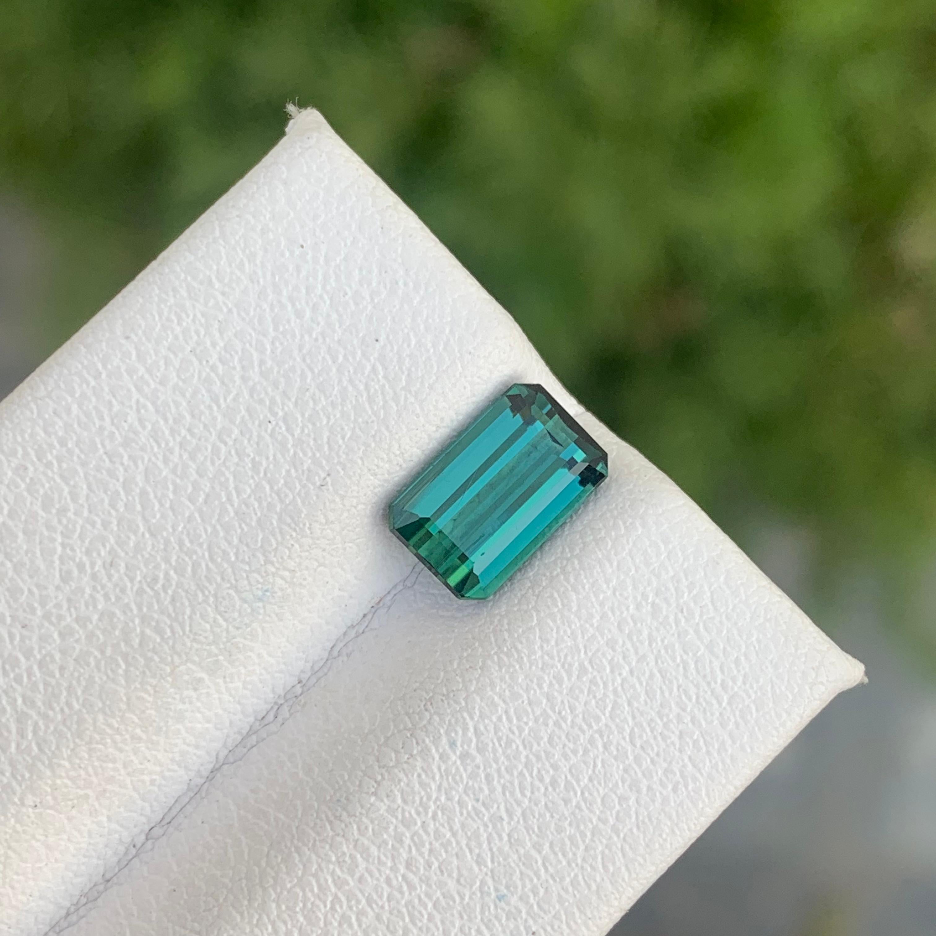 Genuine 1.90 Carat Natural Loose Indicolite Tourmaline Emerald Cut Gemstone For Sale 3