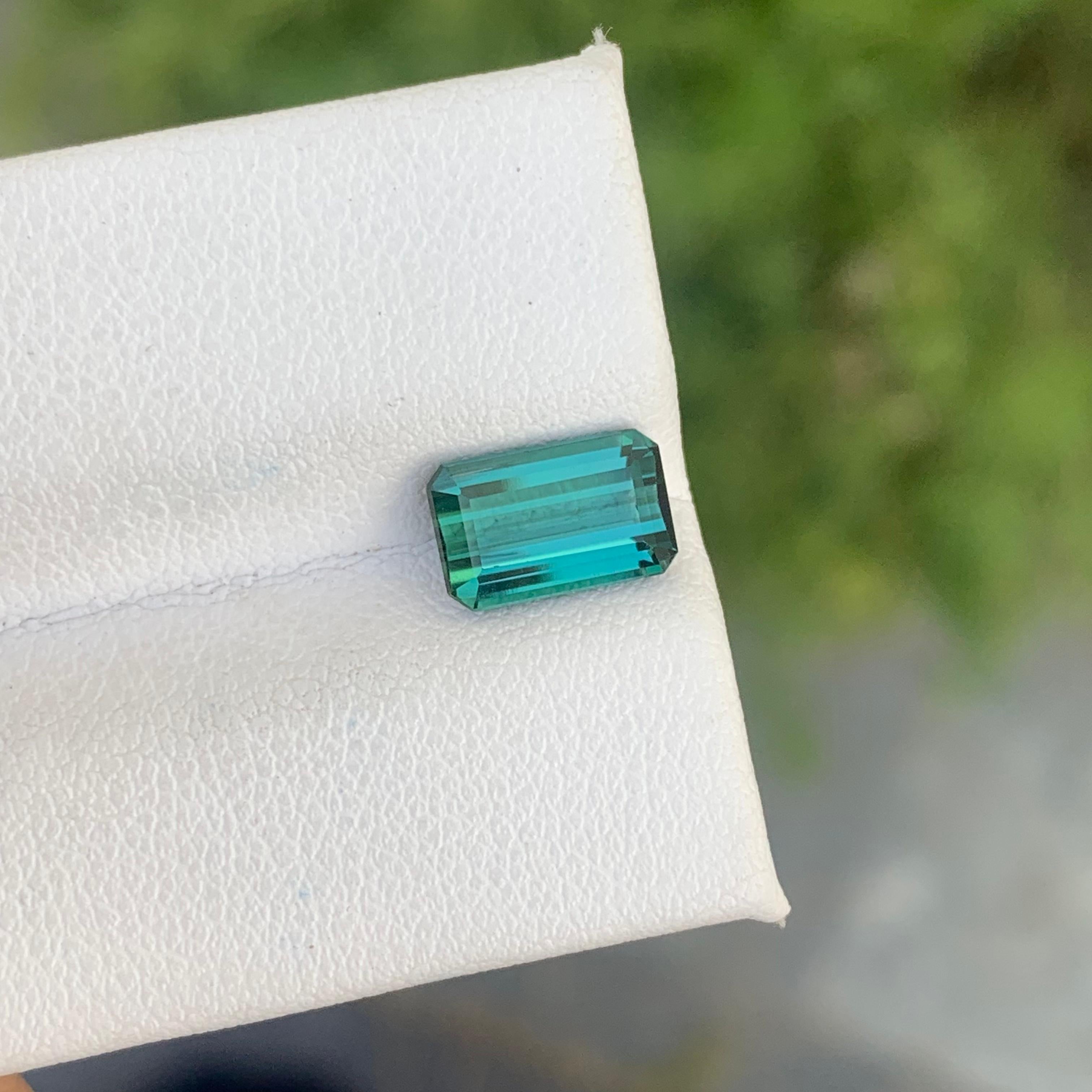 Genuine 1.90 Carat Natural Loose Indicolite Tourmaline Emerald Cut Gemstone For Sale 5