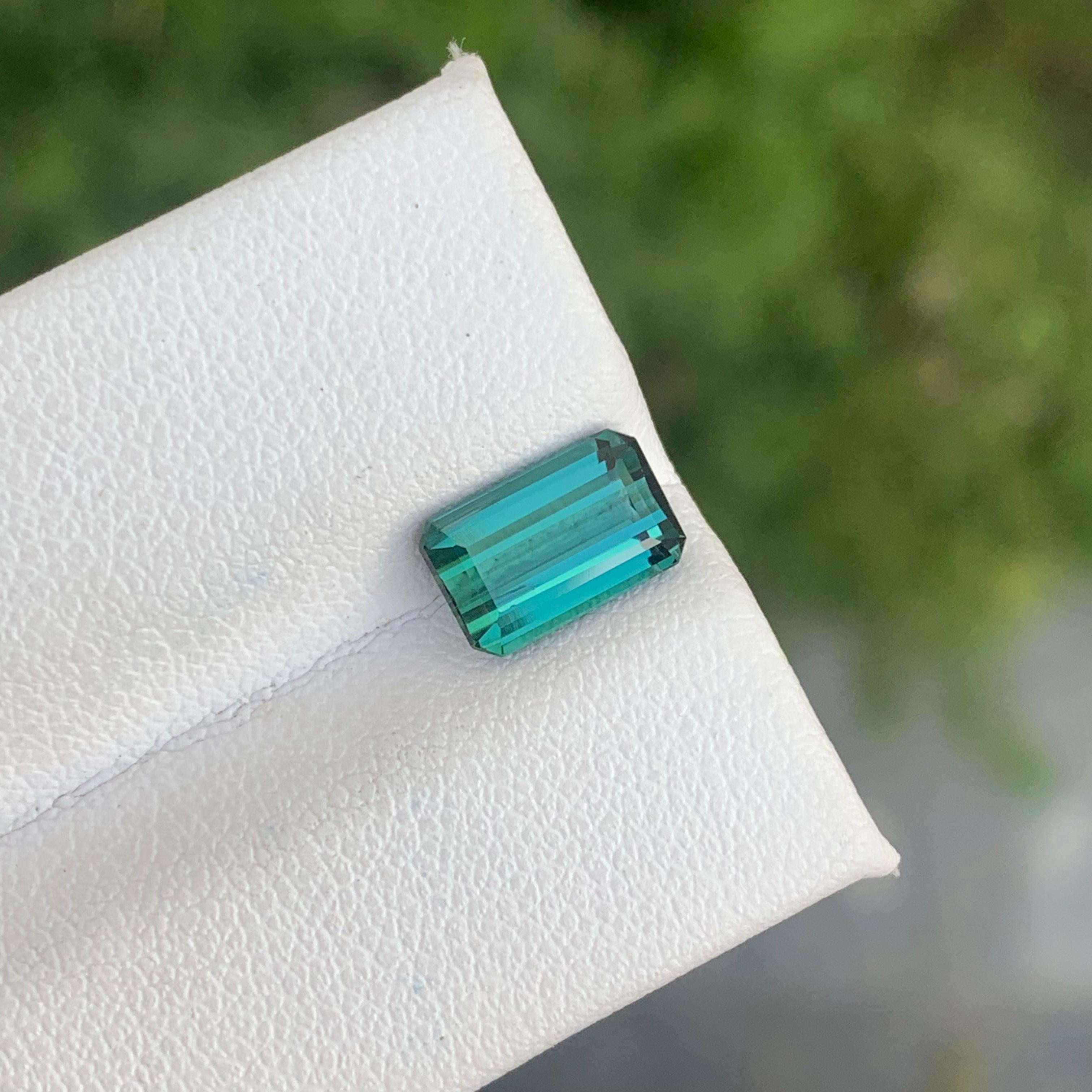 Genuine 1.90 Carat Natural Loose Indicolite Tourmaline Emerald Cut Gemstone For Sale 6