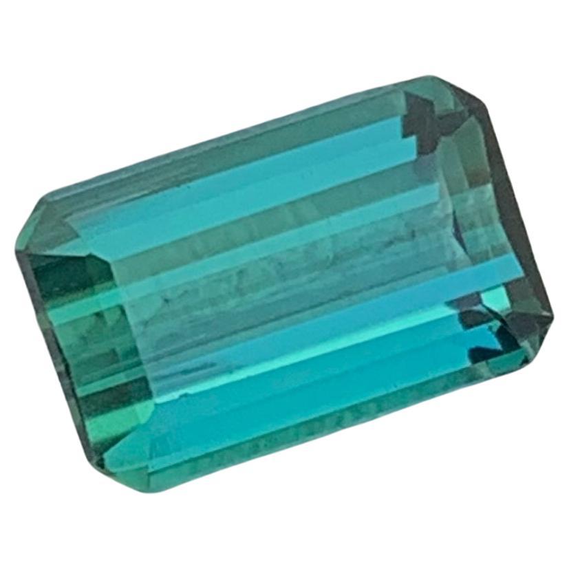 Genuine 1.90 Carat Natural Loose Indicolite Tourmaline Emerald Cut Gemstone