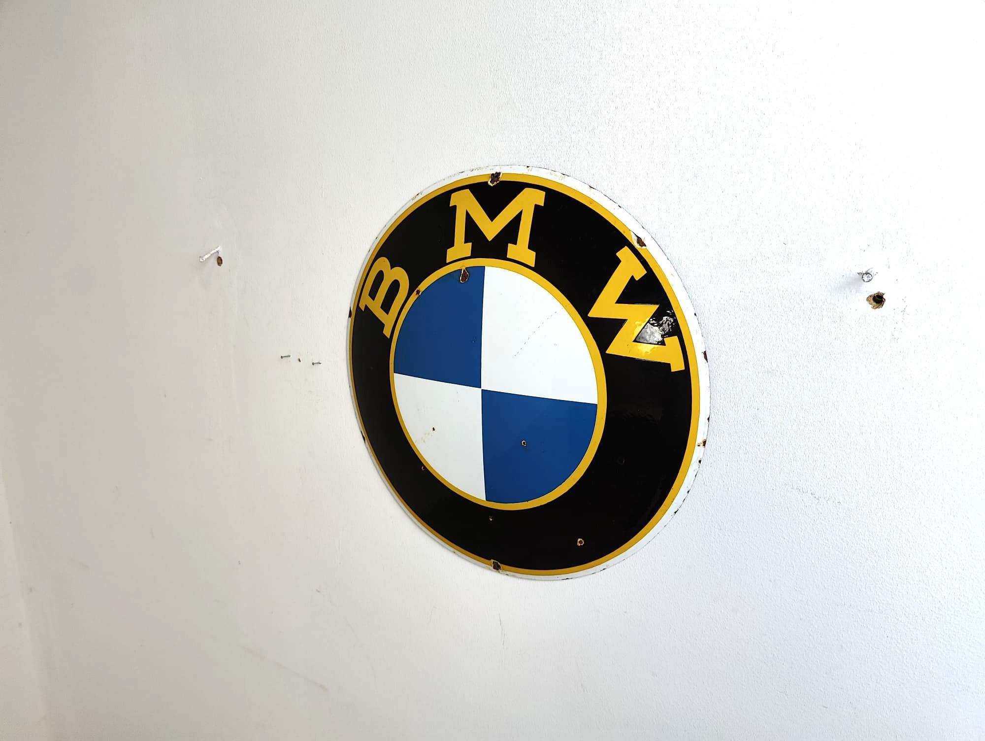 German Genuine 1950's Antique BMW Enamel Dealership Wall Sign