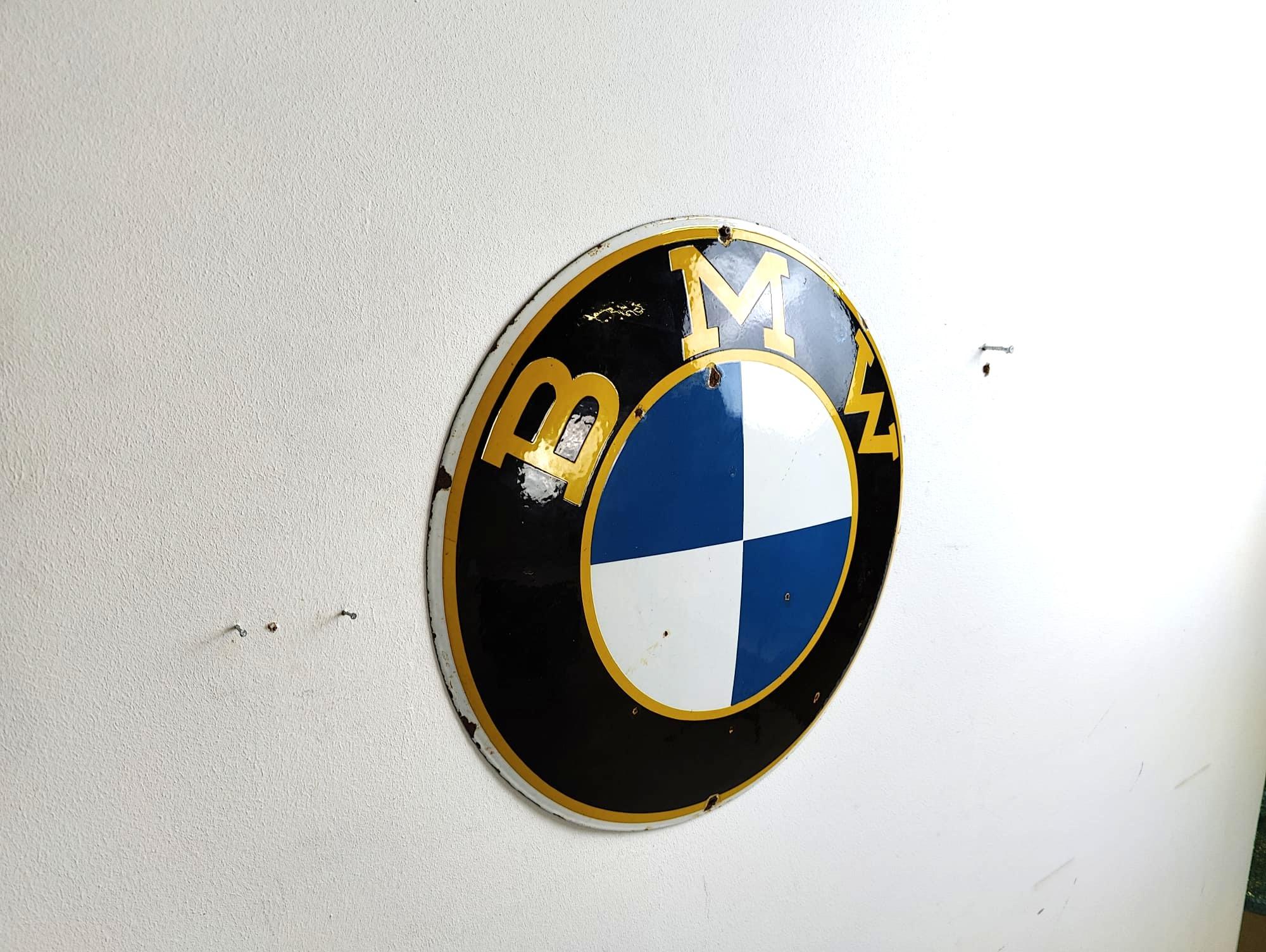 Genuine 1950's Antique BMW Enamel Dealership Wall Sign In Good Condition In Leuven, Vlaams Gewest