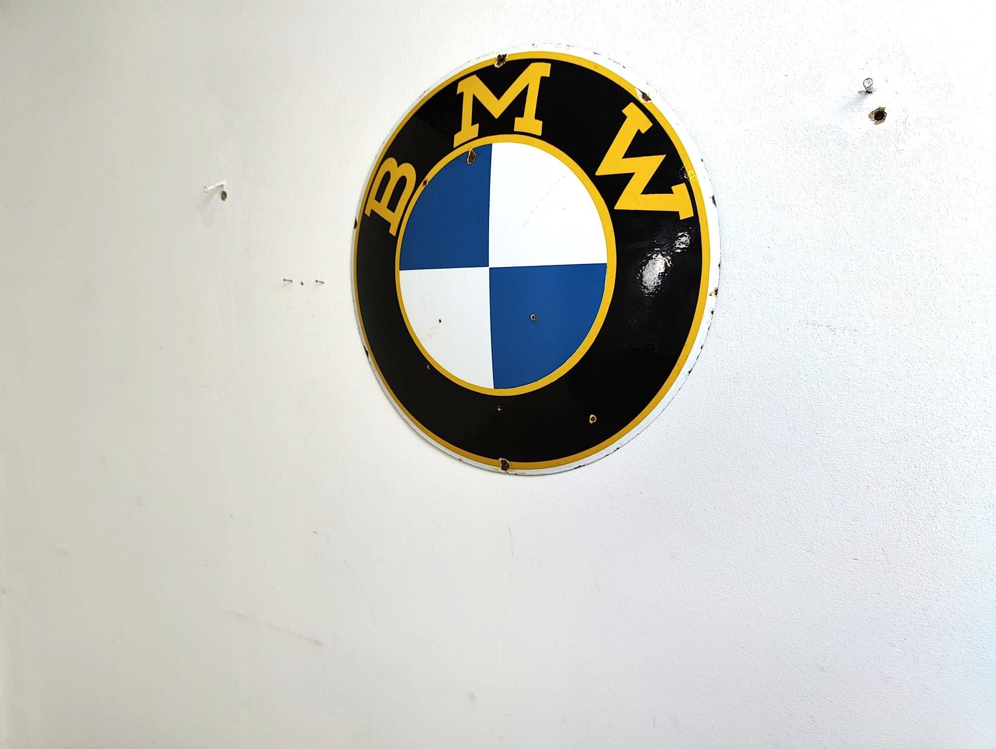 Genuine 1950's Antique BMW Enamel Dealership Wall Sign 1