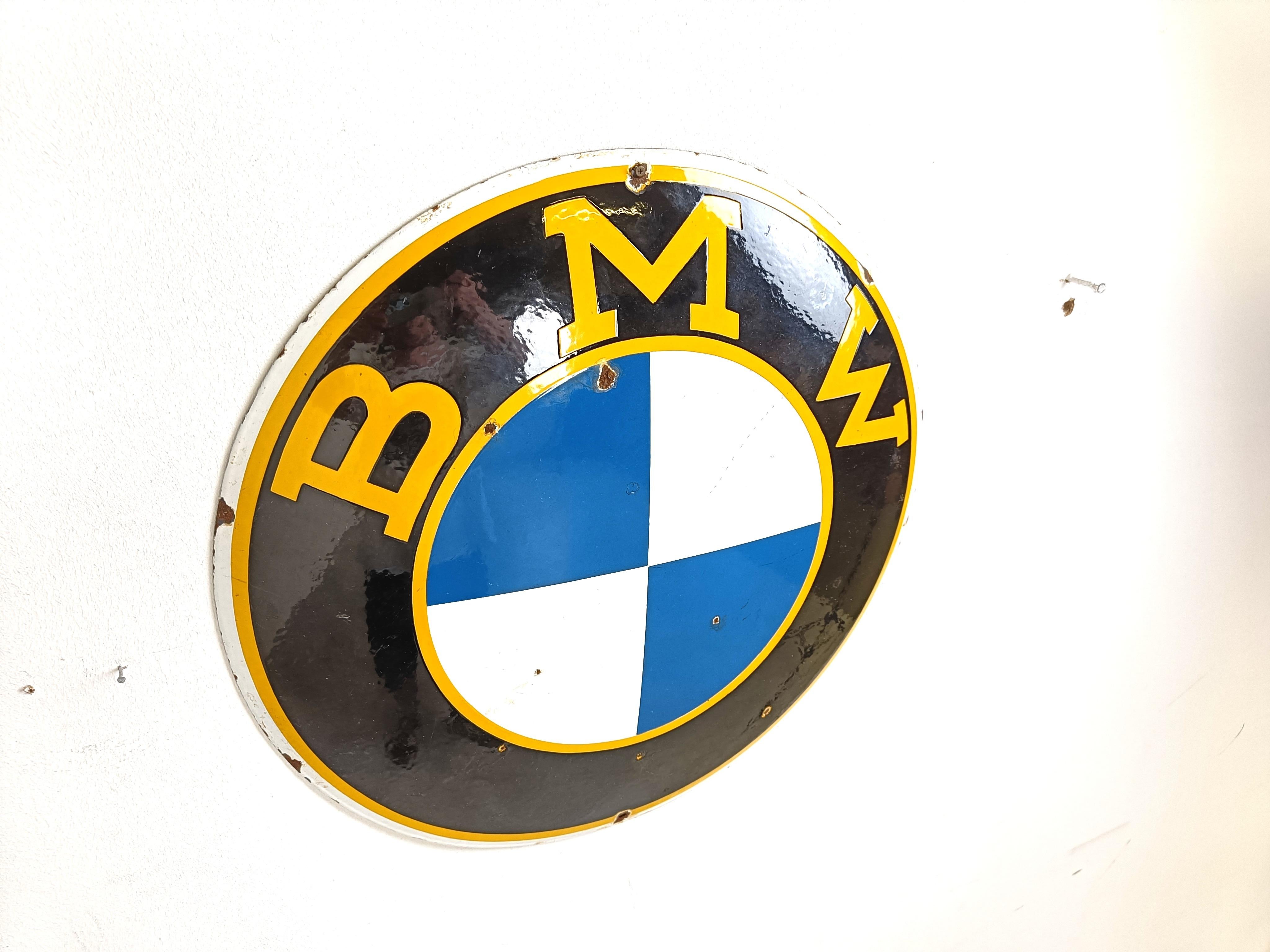 Genuine 1950's Antique BMW Enamel Dealership Wall Sign 2