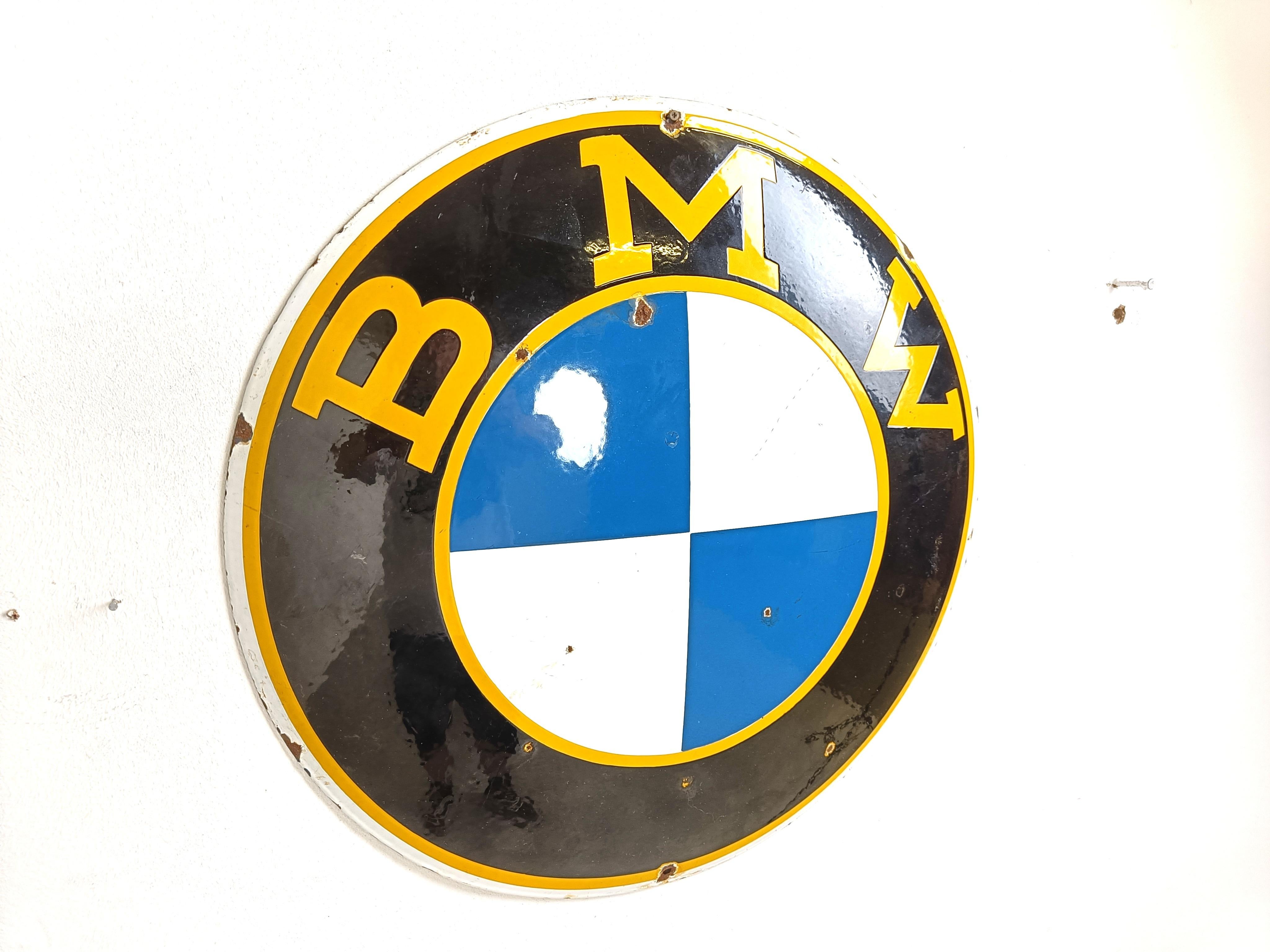 Genuine 1950's Antique BMW Enamel Dealership Wall Sign 3