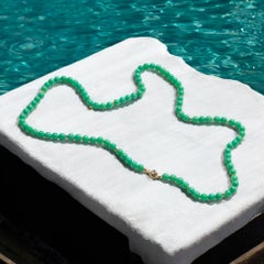 Genuine 265 Carat Diamond Chrysoprase Charm Yellow Gold Necklace