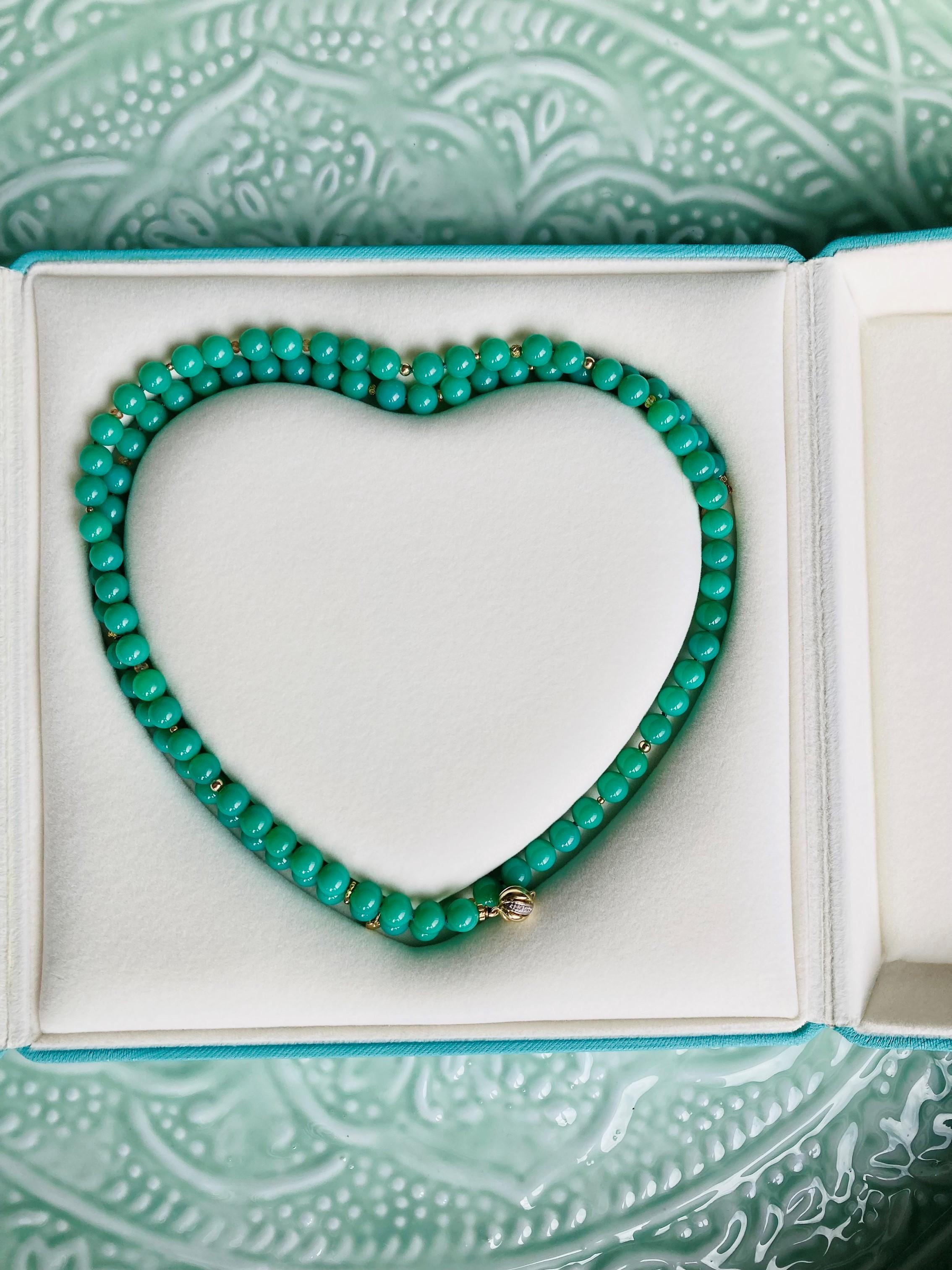 Genuine 265 Carat Diamond Chrysoprase Charm Yellow Gold Necklace 1