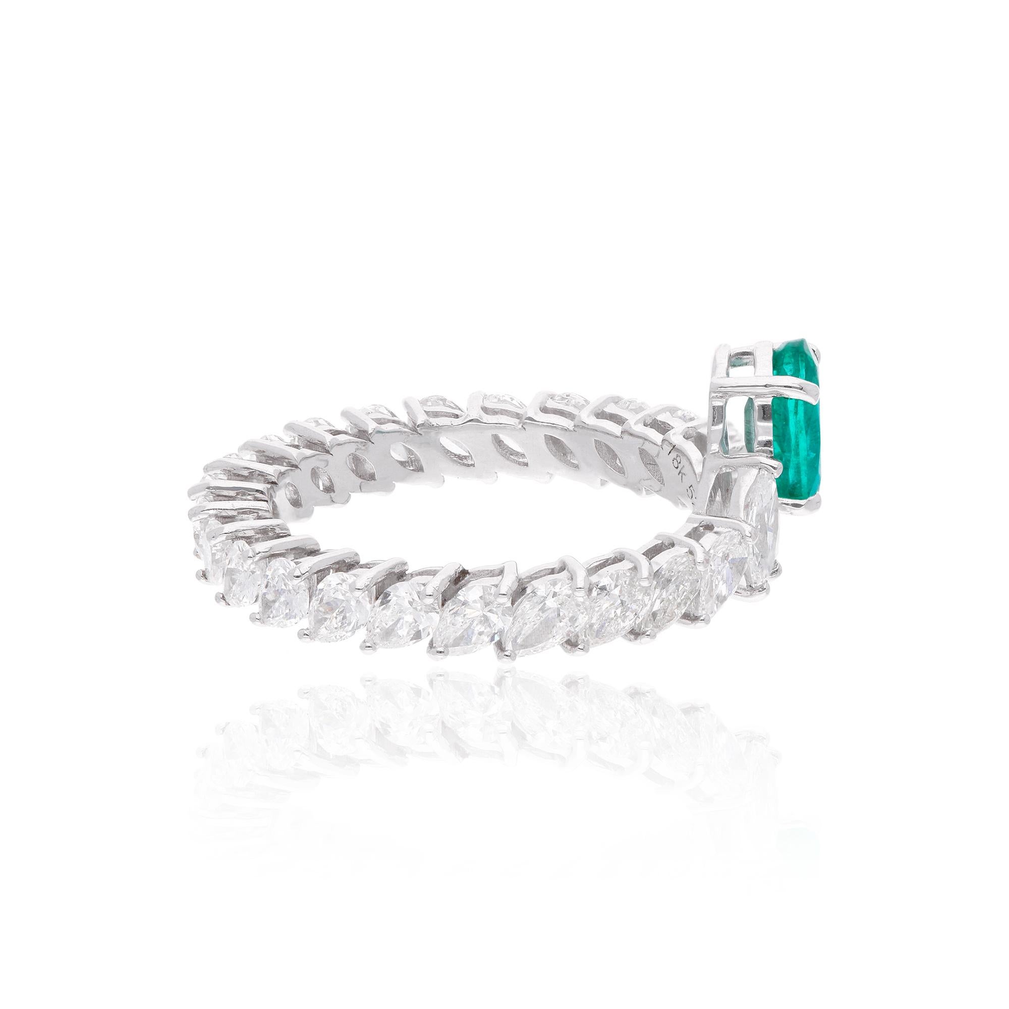 Im Angebot: Echter 2,68TCW SI/H natürlicher Diamant Smaragd Ring 18k Weißgold Schmuck Geschenk () 5