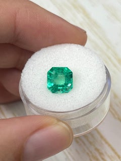 Genuine 2.71 Carat Electric Yellow Green Muzo Asscher Cut Colombian Emerald