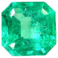 Genuine 2.71 Carat Electric Yellow Green Muzo Asscher Cut Colombian Emerald