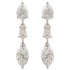 Genuine 2.81 Ct Diamond Dangle Earrings 18k White Gold Jewelry