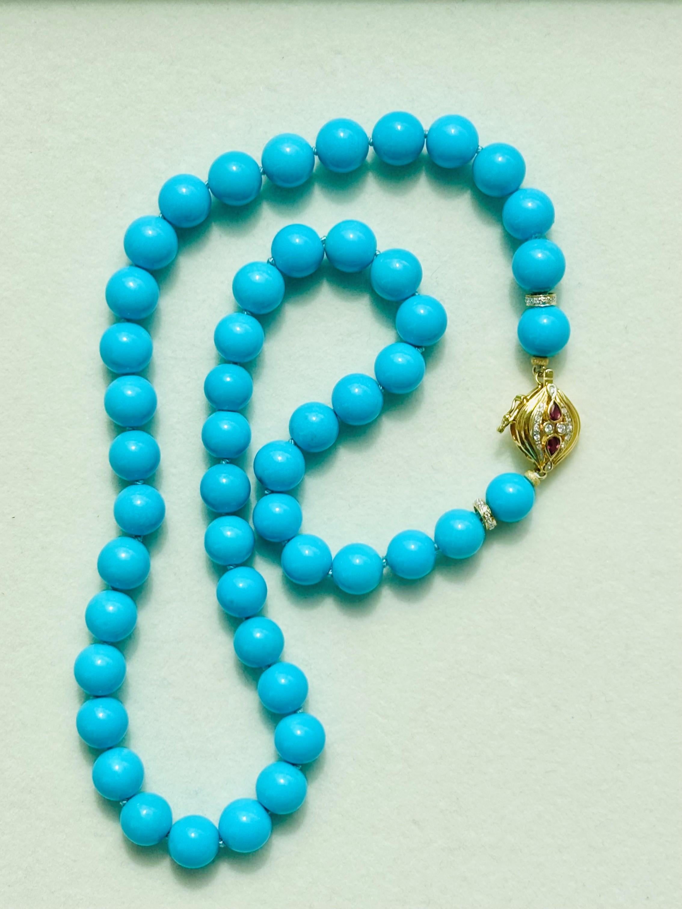 ** FOR ALL CUSTOMERS OUTSIDE THE EU: WE CAN SHIP THIS ITEM FOR FREE AND TAKE CARE OF MOST OF THE IMPORT DUTIES**

A regal Sleeping Beauty Turquoise large beaded 20 inch long necklace with extremely rare and finest quality Sleeping Beauty Turquoises