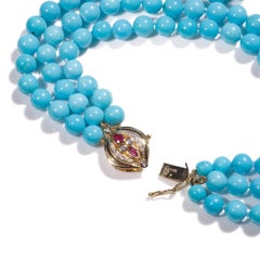 Genuine Triple Layered Sleeping Beauty Turquoise Diamond Necklace