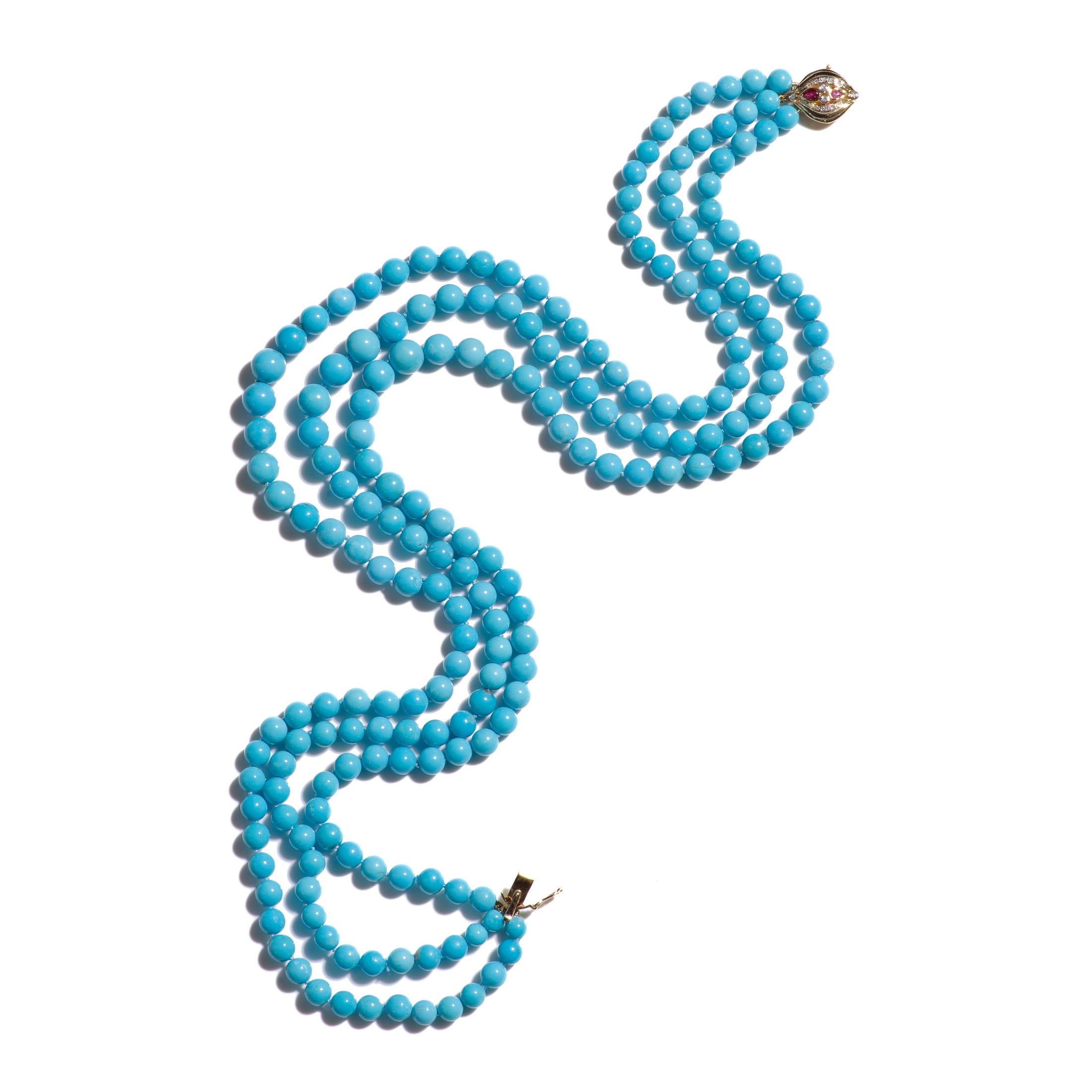 Genuine 360 Carat Sleeping Beauty Turquoise Diamond Necklace