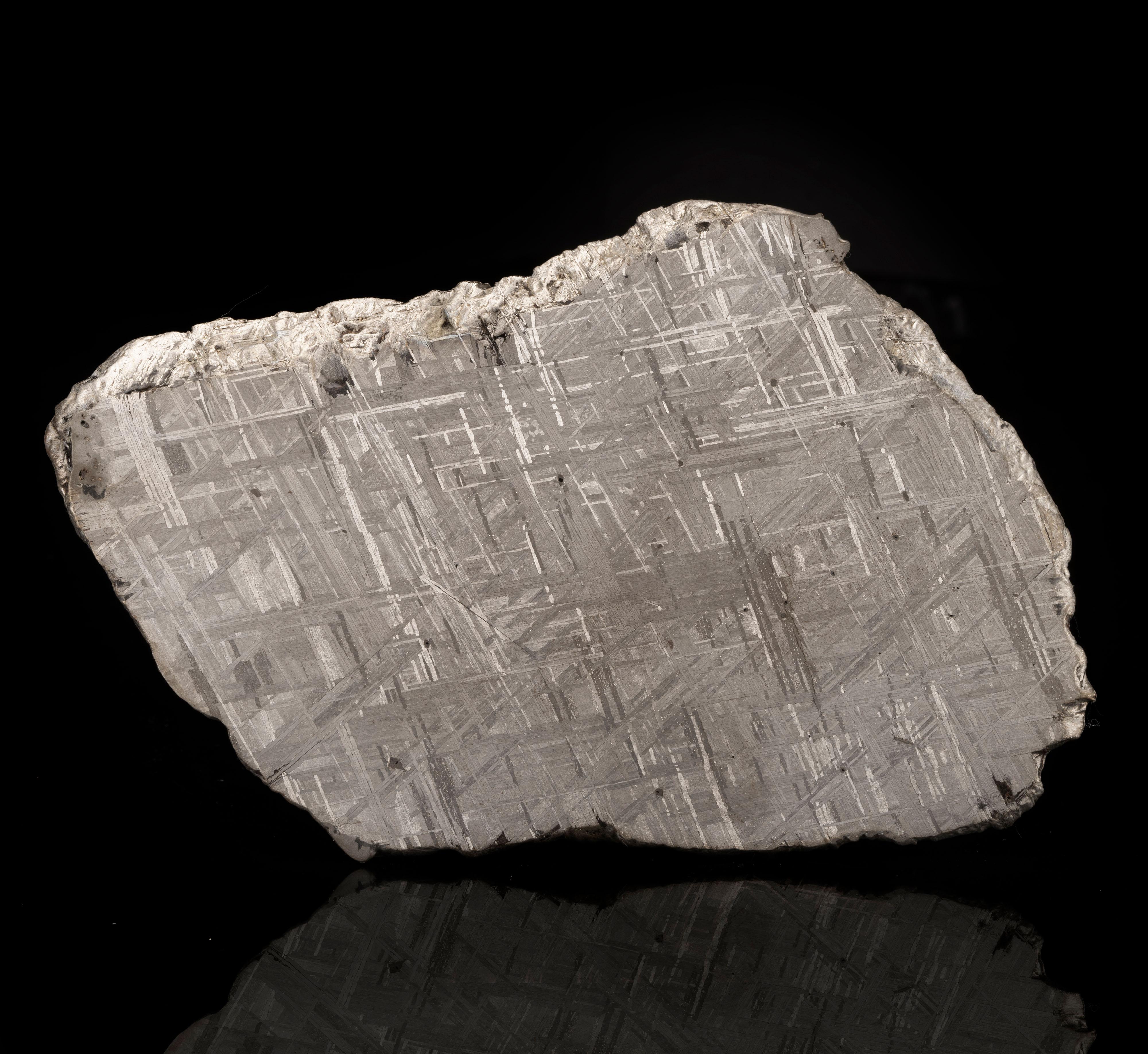 Genuine 362 Gram Muonionalusta Meteorite Slice, 4.5 Billion Years Old In Excellent Condition For Sale In New York, NY