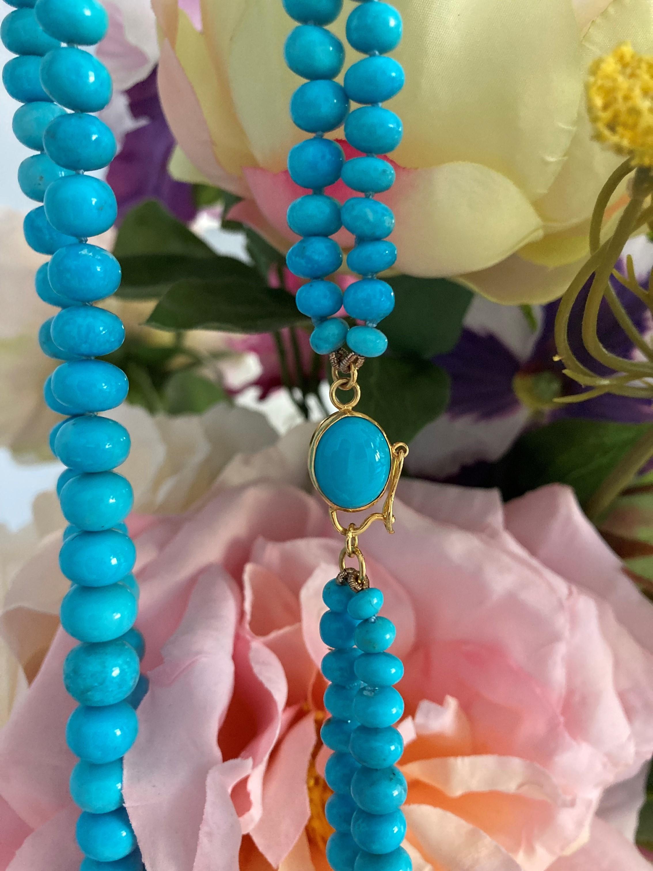 Echte 390 Karat Estate Dornröschen-Türkis 18K Gold Halskette (Moderne) im Angebot