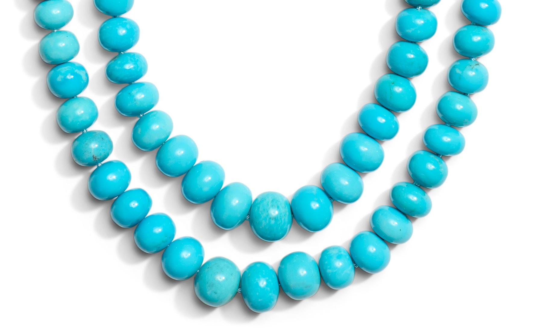 Echte 390 Karat Estate Dornröschen-Türkis 18K Gold Halskette im Zustand „Neu“ im Angebot in GOES, NL