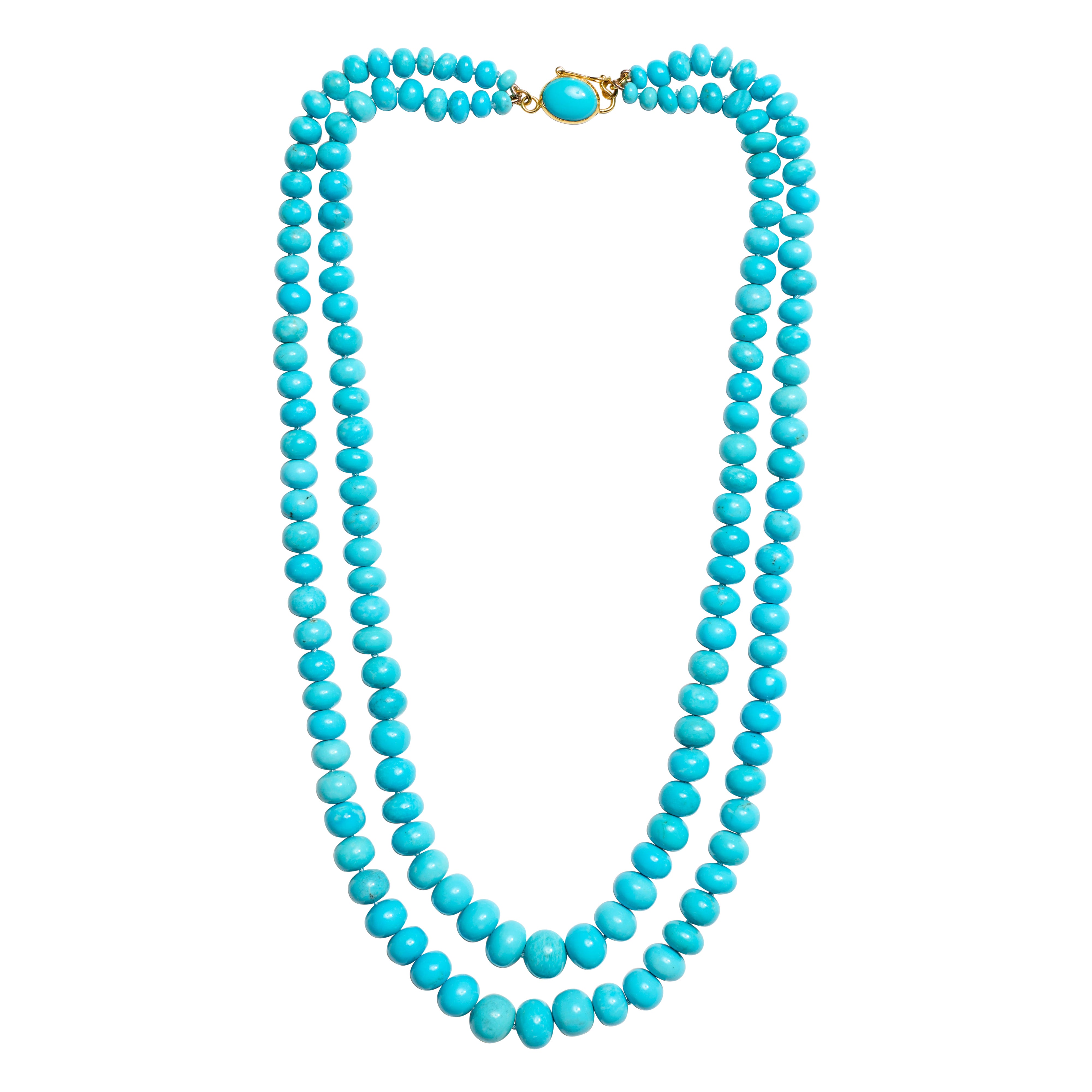 Autentico Turchese della Bella Addormentata da 390 carati Estate Collana in oro 18 carati