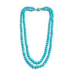 Genuine 410 Carat Estate Sleeping Beauty Turquoise 18K Gold Necklace