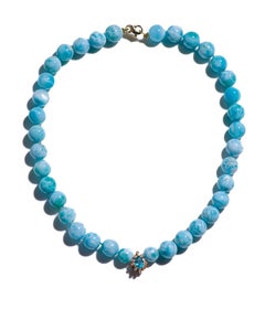 Genuine 490 Carat Paraiba Apatite and Larimar with Diamonds Necklace