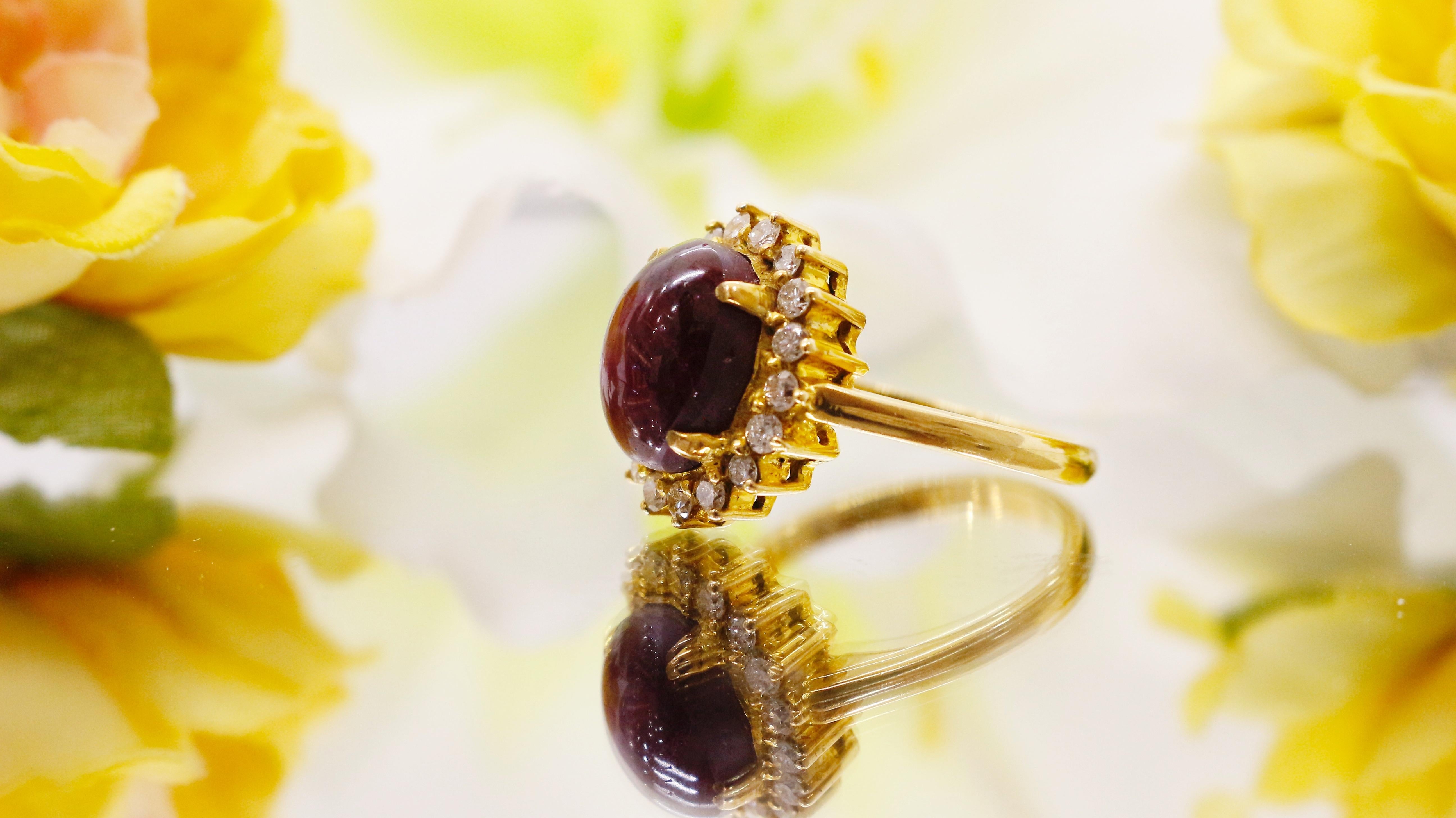 Echter 5 Karat Rubin Cabochon Solitär-Ring im Zustand „Neu“ im Angebot in Fukuoka City, Fukuoka