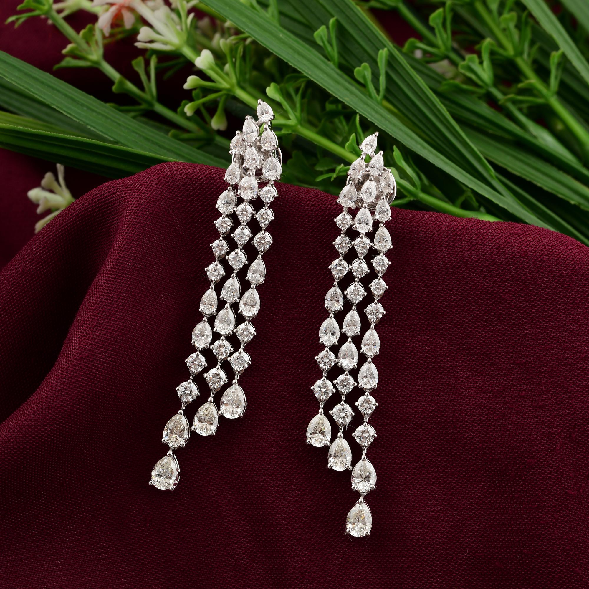 Boucles d'oreilles pendantes en or blanc 14K avec diamant naturel taille mixte de 5.86Ct véritable Neuf - En vente à Diera, Dubai