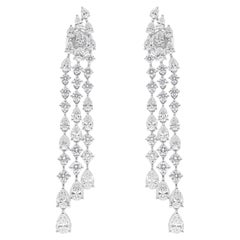 Genuine 5.86Ct Mixed Cut Natural Diamond Dangle Drop Earrings 14K White Gold