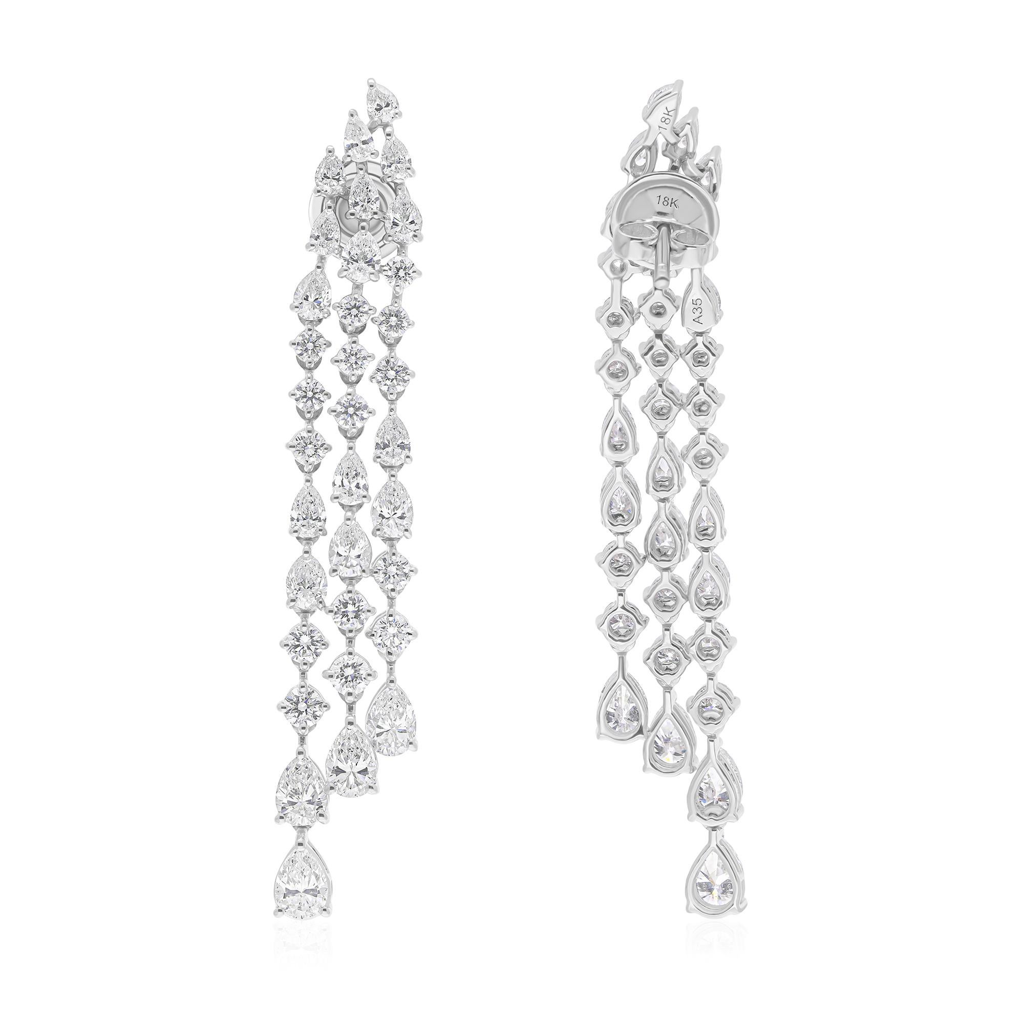Taille mixte Boucles d'oreilles pendantes en or blanc 18K avec diamant naturel taille mixte de 5.86Ct véritable en vente