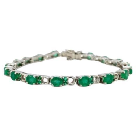 Genuine 7.40 Carat Emerald Tennis Bracelet in Sterling Silver Gift for Women For Sale