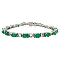 Genuine 7.40 Carat Emerald Tennis Bracelet in Sterling Silver Gift for Women
