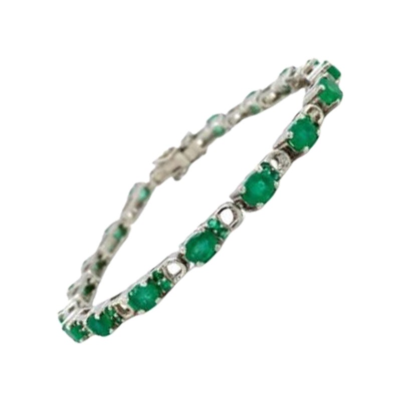 Bracciale Tennis con smeraldo autentico da 7,40 carati in argento Sterling Regalo per la mamma