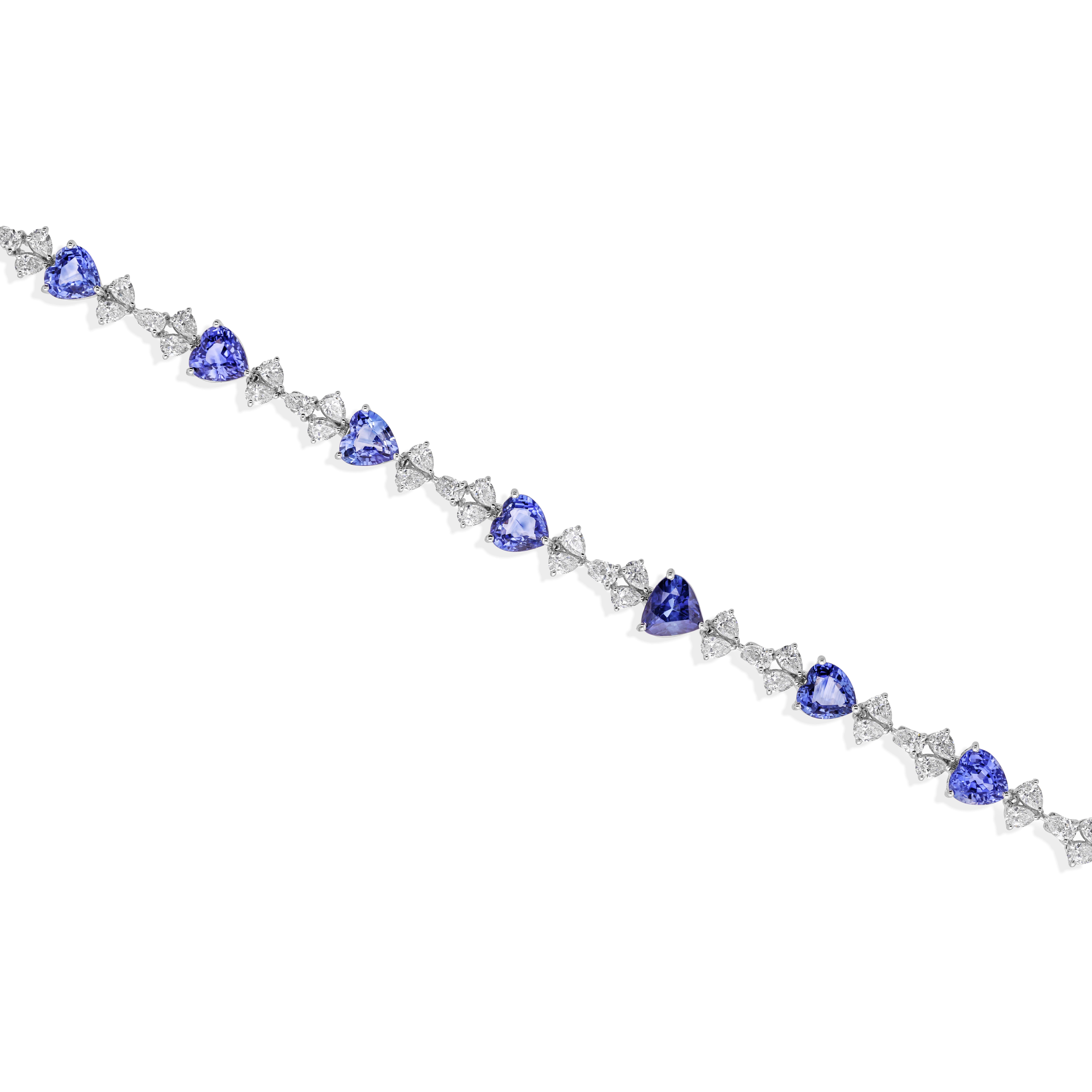Echt 9,66 CT Blauer Saphir SI/H Diamant Armband 18k Massiv Weißgold im Zustand „Neu“ im Angebot in Diera, Dubai
