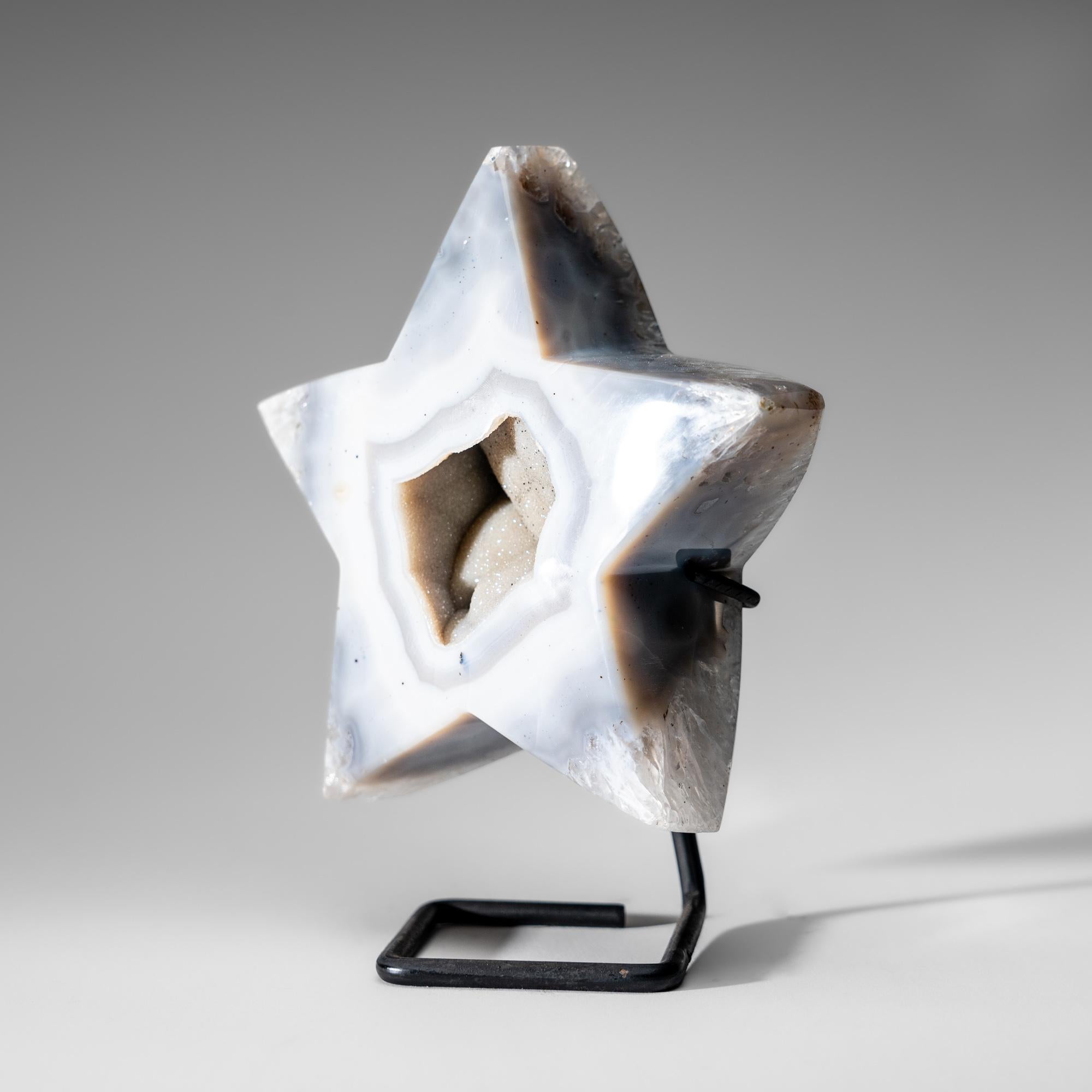 Genuine Agate Geode Star on Custom Metal Stand (4.4